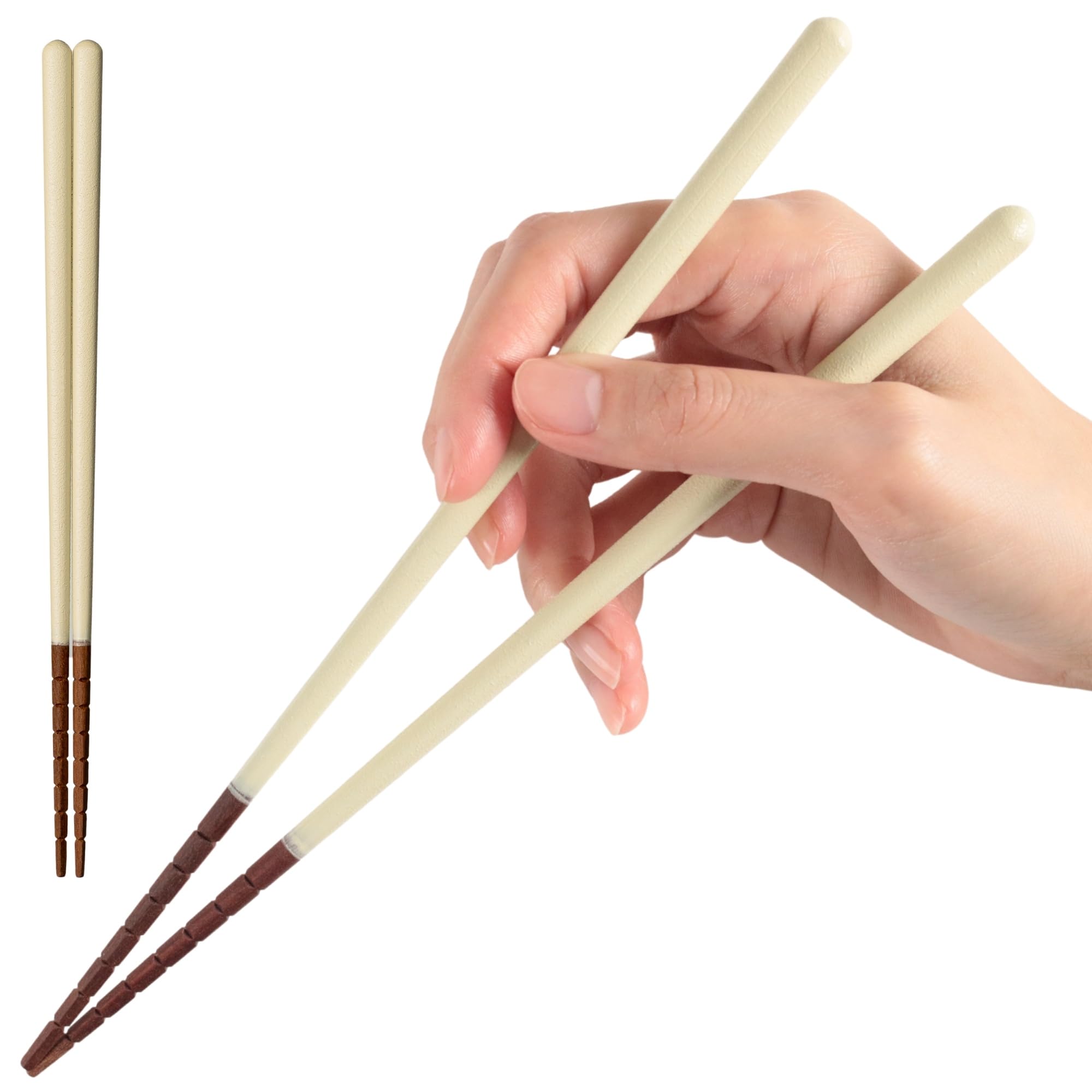 FlaColle Non-Slip Wooden Chopsticks Cream 9.1in Dishwasher Safe Made in Japan