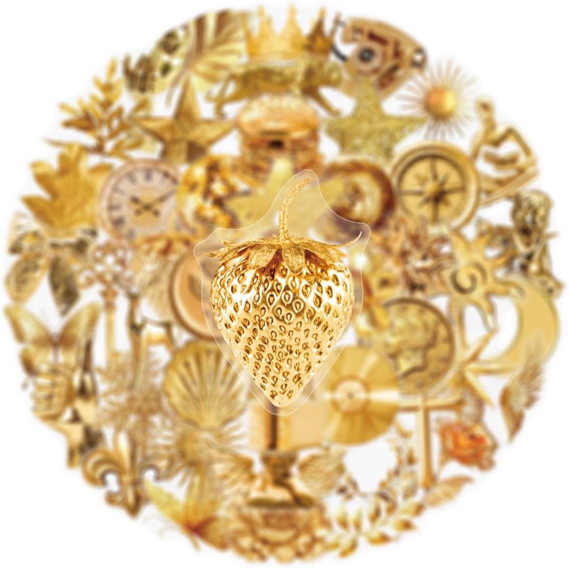 50Pcs Gold Aesthetic Stickers, Waterproof PET Decals for Water Bottle Laptop Phone Suitcase Scrapbook Cup Diary Guitar, Vintage Metallic Gold Stickers for Teens Girls Kids DIY Decor Party Favors Gifts image 4