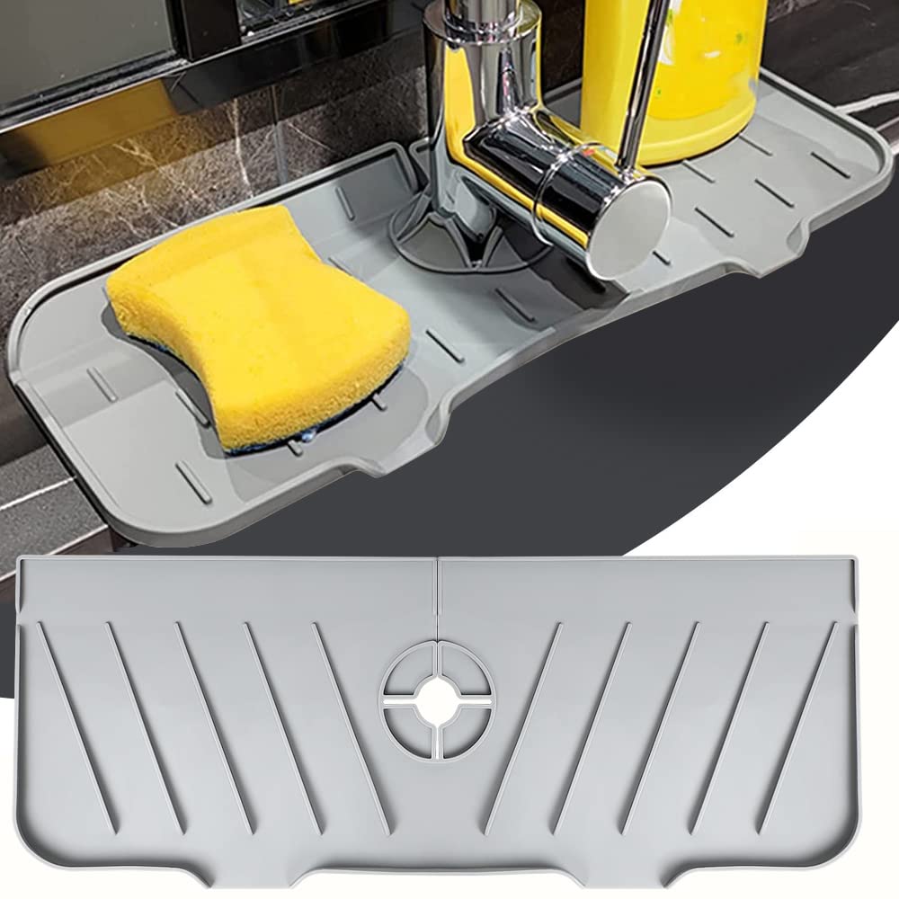 Silicone Sink Faucet Mat for Kitchen Sink Splash Guard, Bathroom Faucet Water Catcher Mat,Drip Protector Splash Countertop Protection Rubber Drying Pad, Sink Mat Silicone Sink Splash Guard