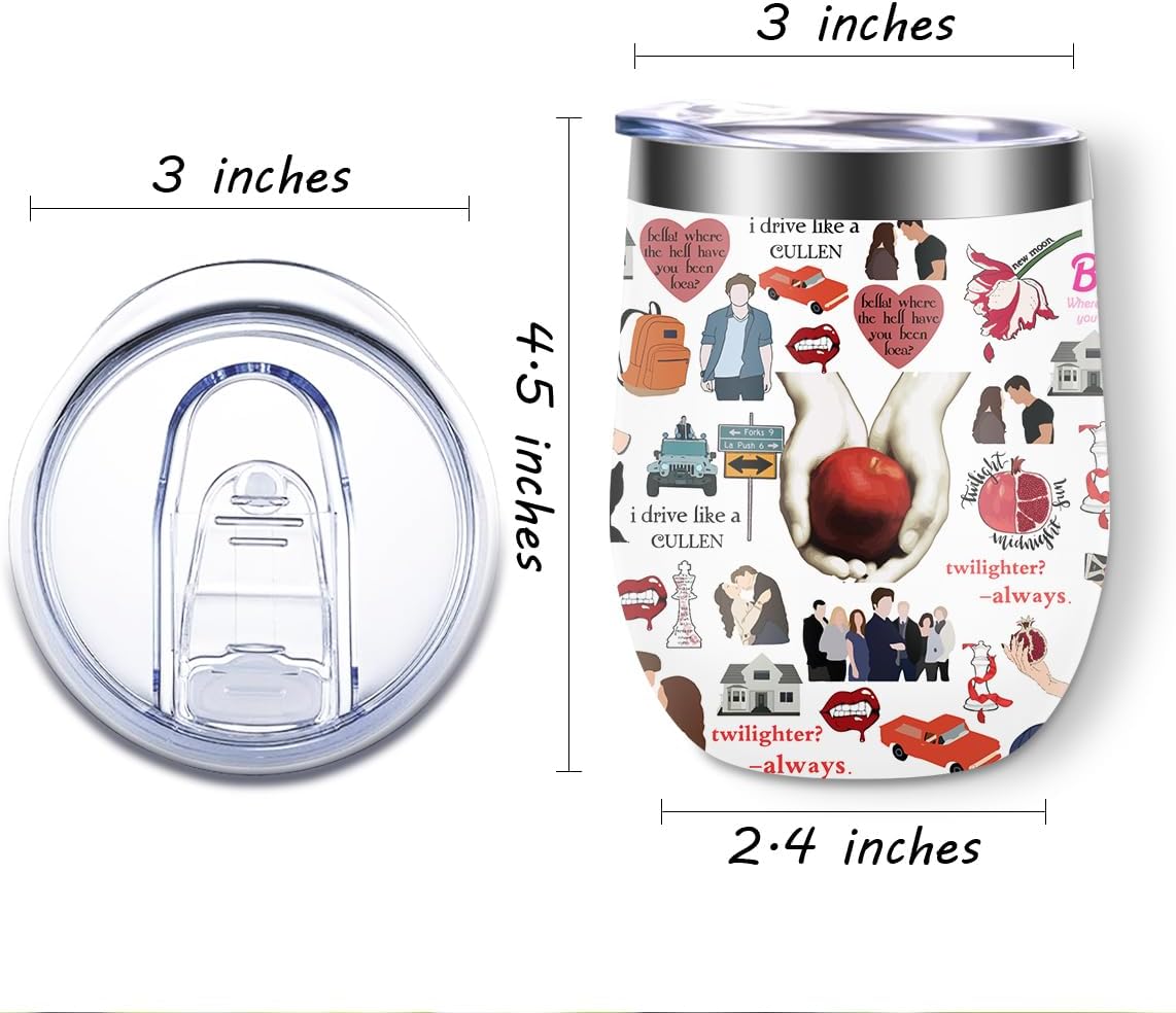 LONGXIN Twilight Merch, Vampire Merch, Edward Vampire Gift, TV Show Inspired Gifts for Girls, Vampire Lover, Edward Bella Fans, Movie Lovers, 12 oz Stainless Steel Coffee Wine Tumbler Cup with Lid - Image 3