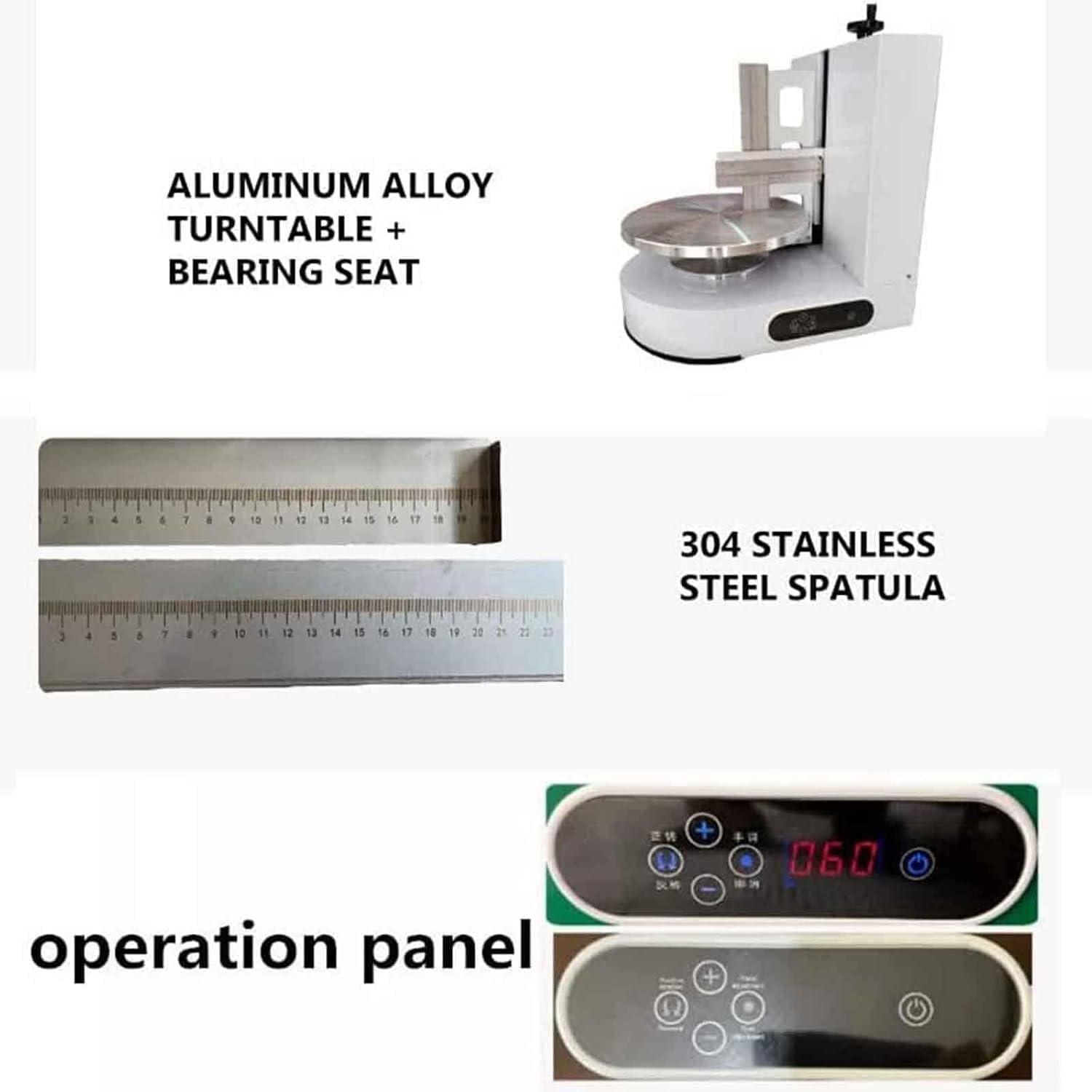 Lisciatorta semiautomatica con Regolazione dellaltezza, Piatto Girevole a velocità variabile, Rotazione Reversibile per la Decorazione