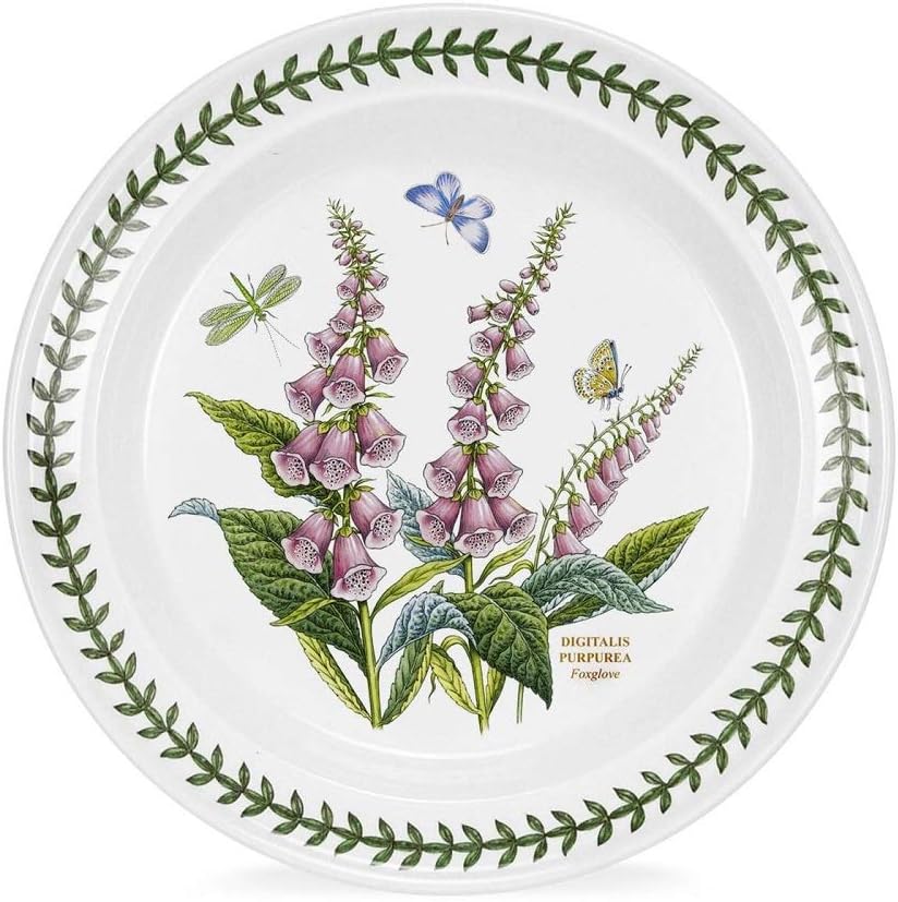 Portmeirion 448131 Foxglove Botanic Garden Dinner Plate, 10.5", White