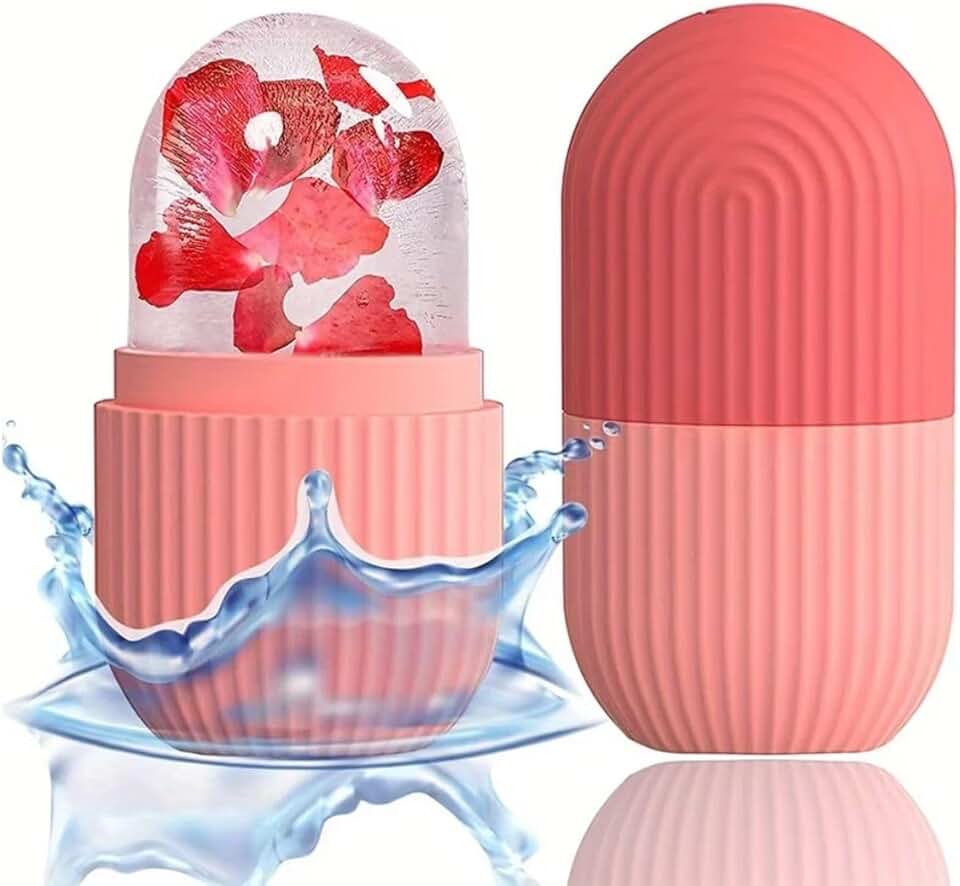Massageador facial de cubo de gelo para rosto, molde de gelo reutilizável para o rosto/pescoço para cuidados com a pele, reduz a dor de enxaqueca, bolsas para os olhos