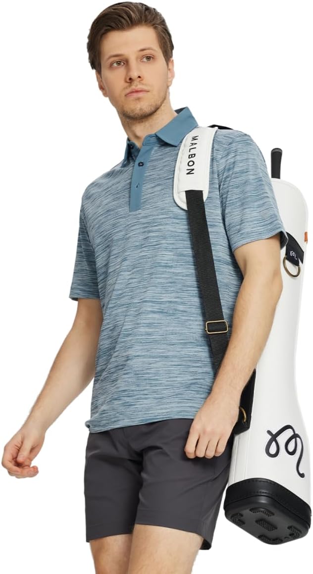 M MAELREG Golf Shirts for Men Dry Fit Short Sleeve Casual Performance Moisture Wicking Heather Pique Collared Polo Shirts - Image 3