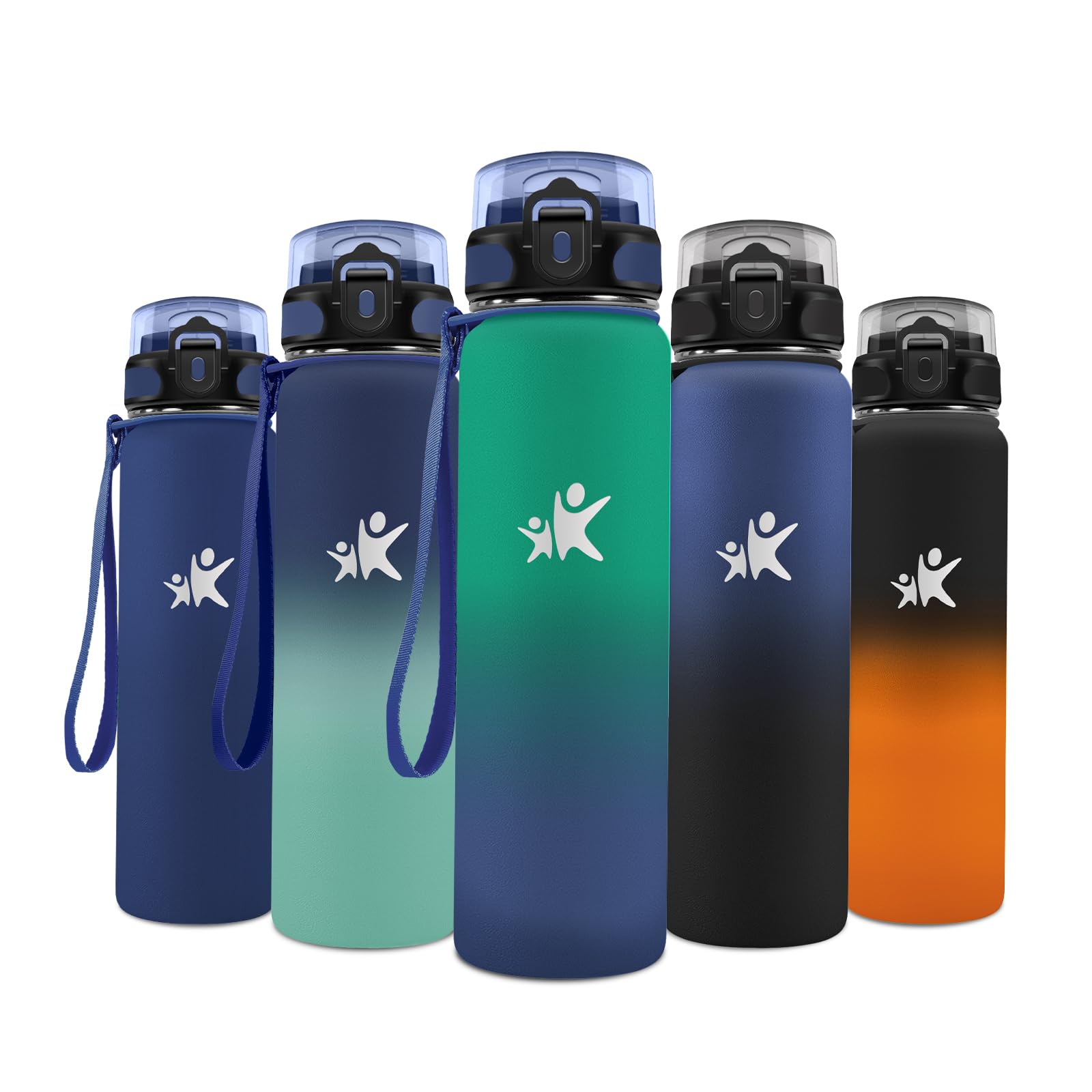 1L Insulated Water Bottle Double Wall Drinking Bottle with Straw Reusable Leak Proof BPA Free for Yoga, Travel, Cycling