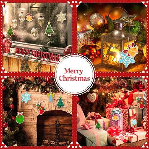 Lanpn Christmas Arts and Crafts Kits for Kids, Wooden Xmas Baubles Oranments Crafting Set for Children Toddlers Adults DIY Paint Your Own Decorations Decorate 48pcs