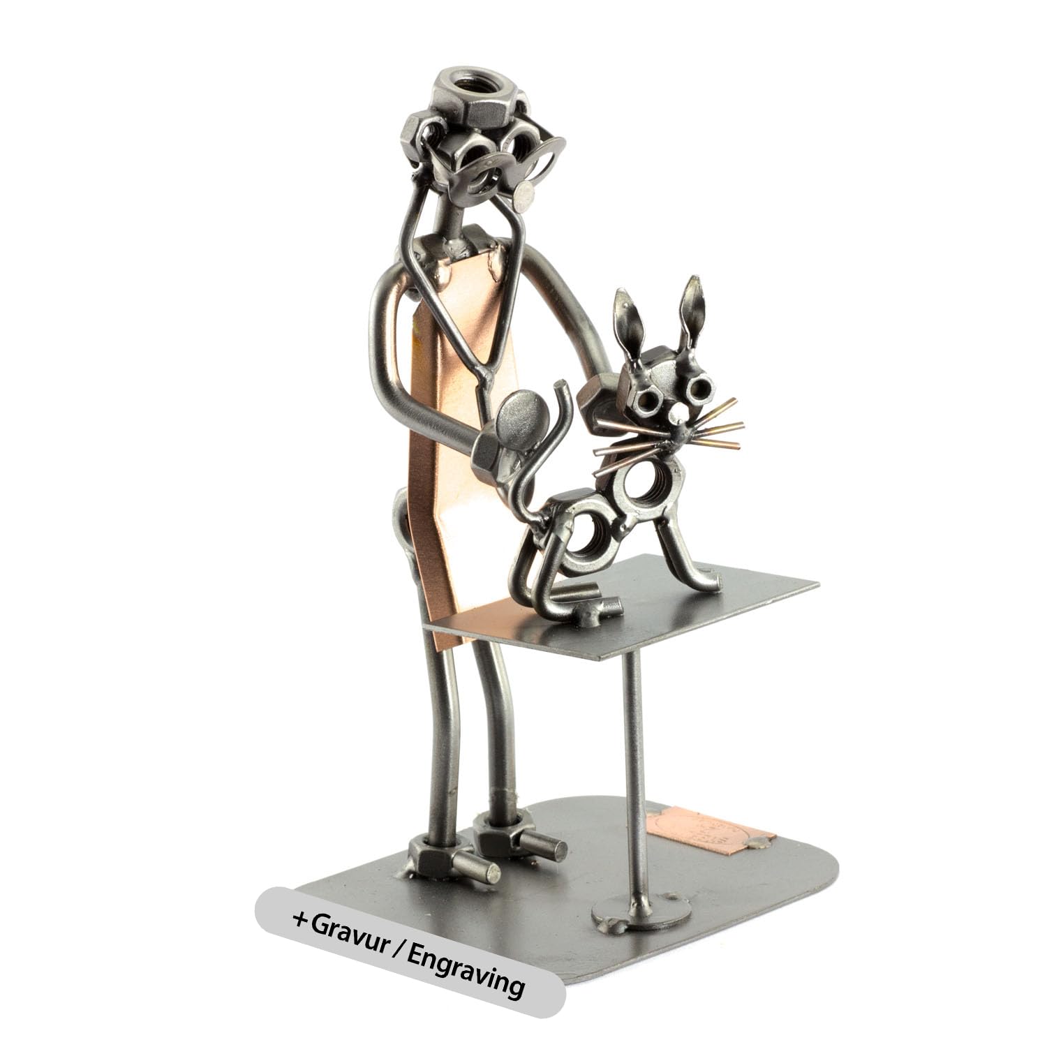 Steelman24 I Nuts and bolts sculpture Vet With Personal Engraving I Handmade ornaments I I Metal figurine