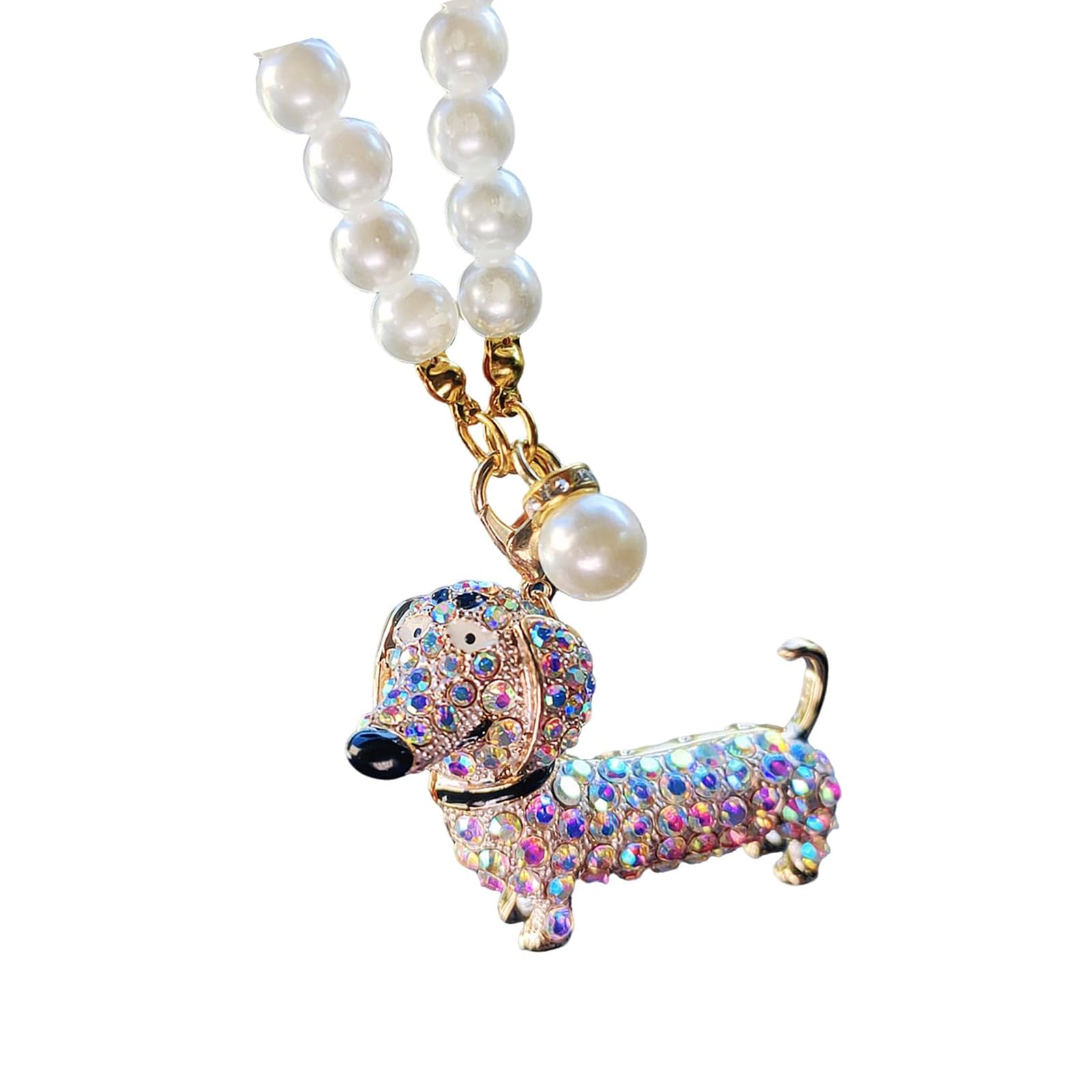 Alloy Dog Shape Rearview Mirror Glass Charm Sparkling Rhinestone Fun Decoration for Car Multiple Color Options Nice Car Accessories