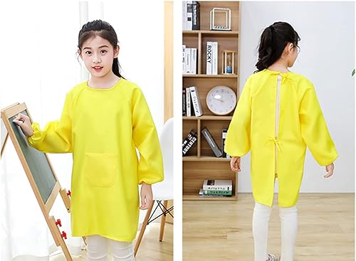 Miniatura 3 de Paquete de 2 delantales artísticos para niños, de manga larga con bolsillo para comer, jardinería, para niños pequeños