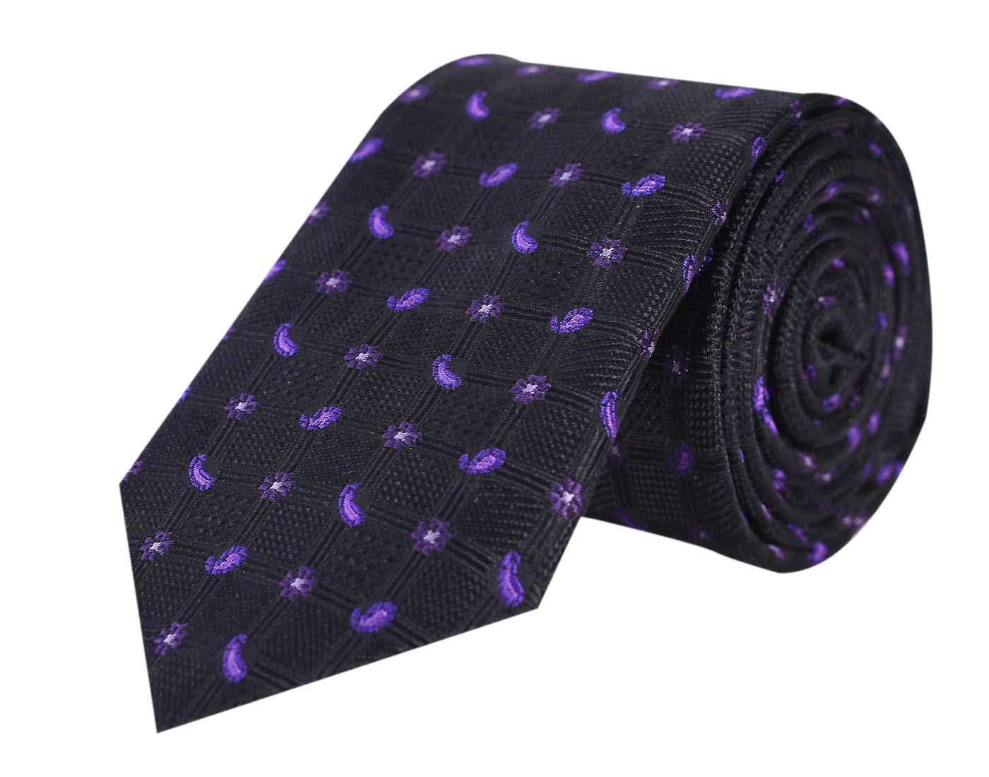 TieKartMicro Fibre Men Tie-A Design Which Will Reflect Your Inner Energy (Black/Purple)