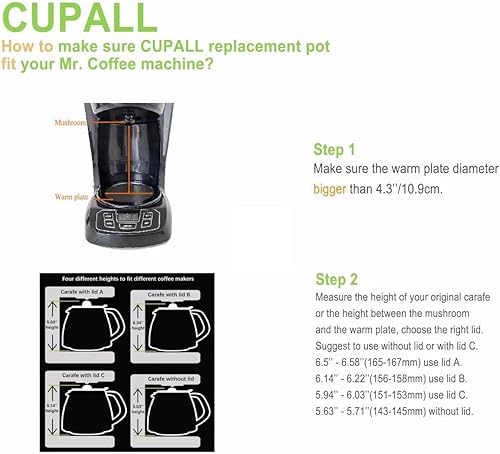 Miniatura 5 de Mr Coffee - Jarra de repuesto compatible con cafetera Mr. Coffee de 12 tazas, mango negro