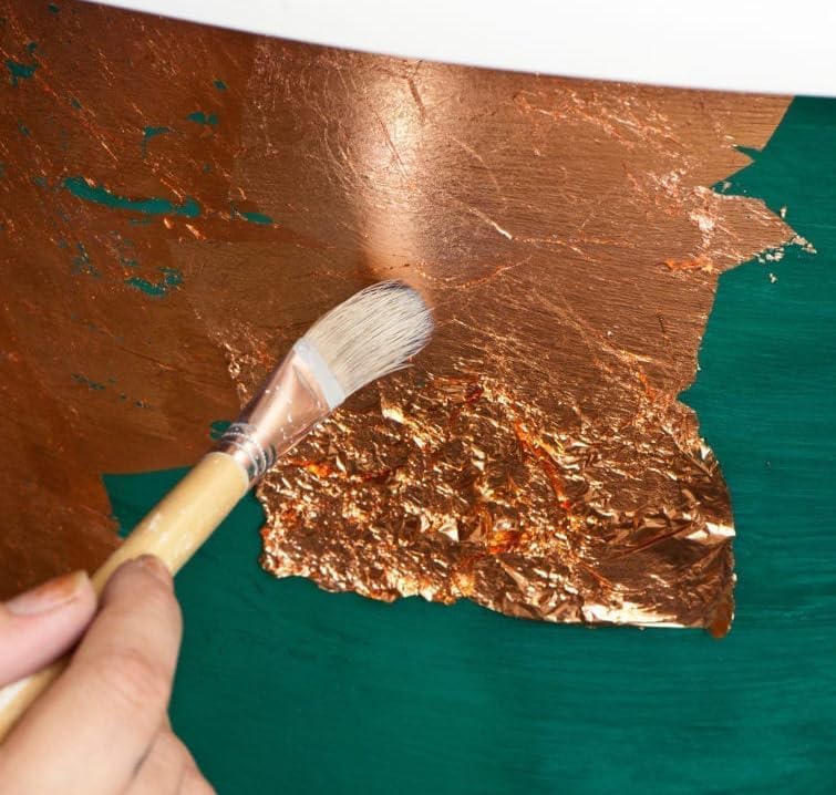 Miniatura 5 de 200 hojas de oro de imitación de 5.5 x 5.5 pulgadas para artes, manualidades doradas, pintura, decoración de muebles, hojas de aluminio de cobre