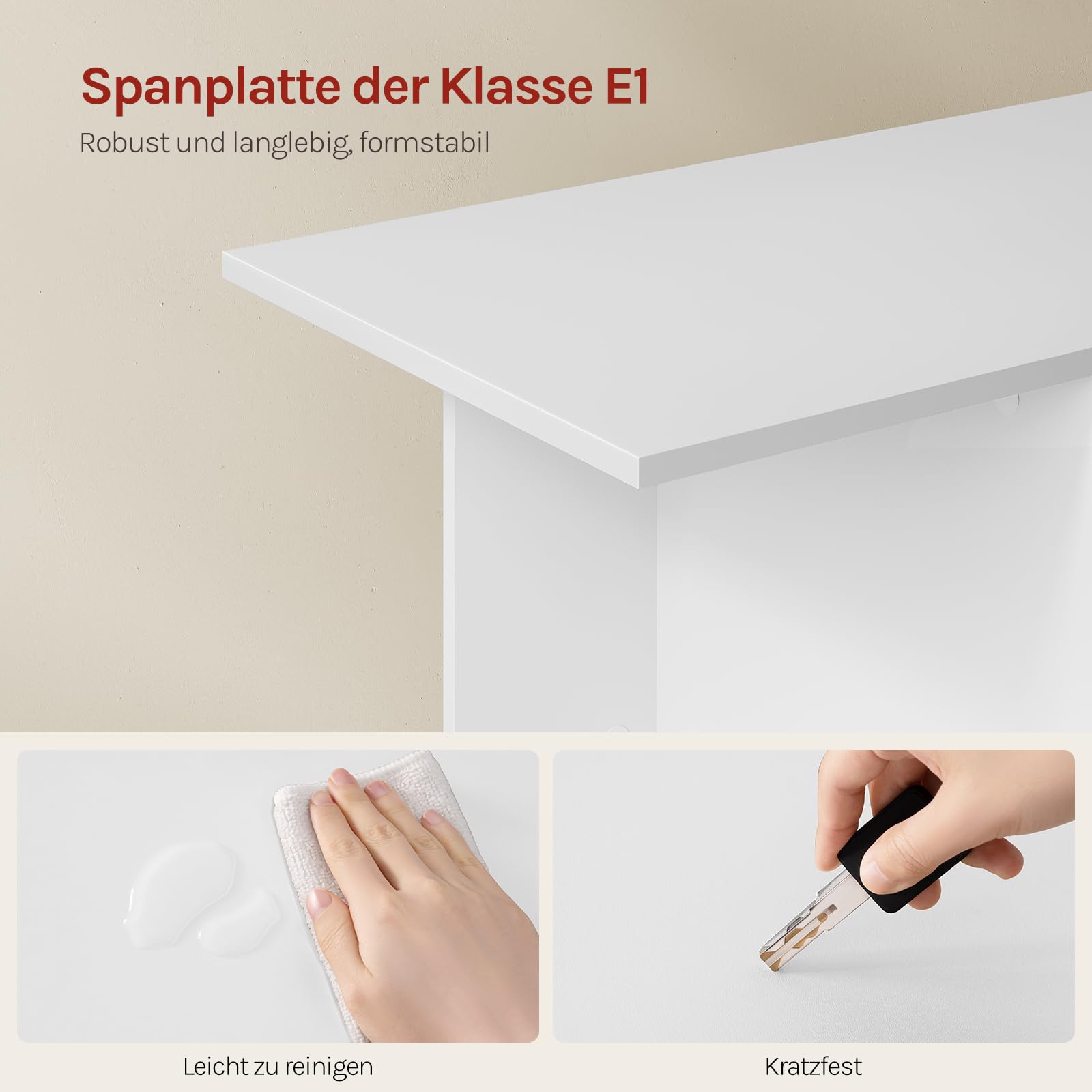 WOLTU Eckschreibtisch mit Regal, Schreibtisch L Form aus Holz, mit 2 Steckdosen, 120x100x75 cm, für Büro Schlafzimmer Arbeitszimmer, Weiß