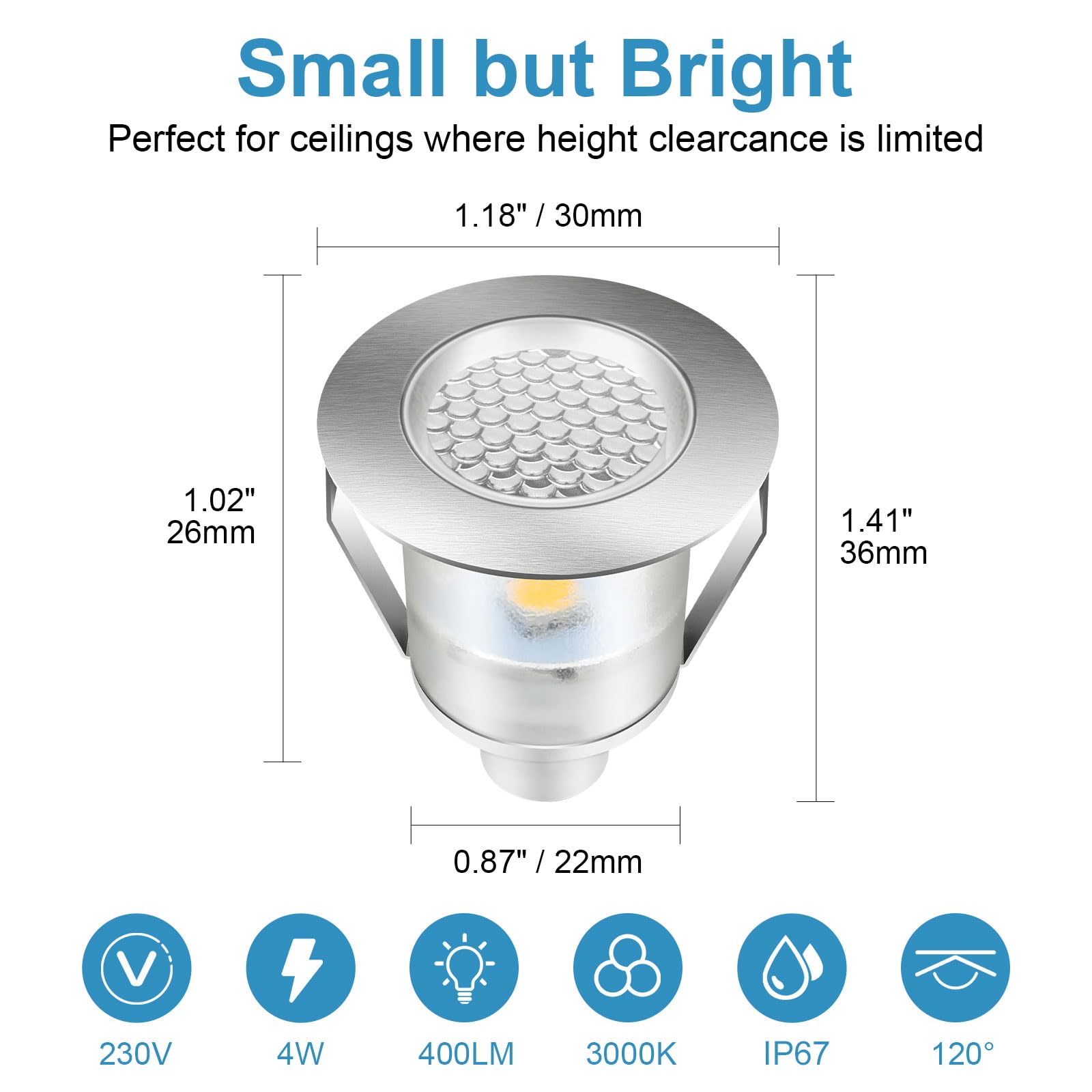Bigzom Lot de 10 spot encastrable exterieur Blanc chaud mini spot led encastrable IP67 étanche Convient pour spot escalier l'extérieur intérieur Pont en bois Piscine Terrasse en bois Jardin