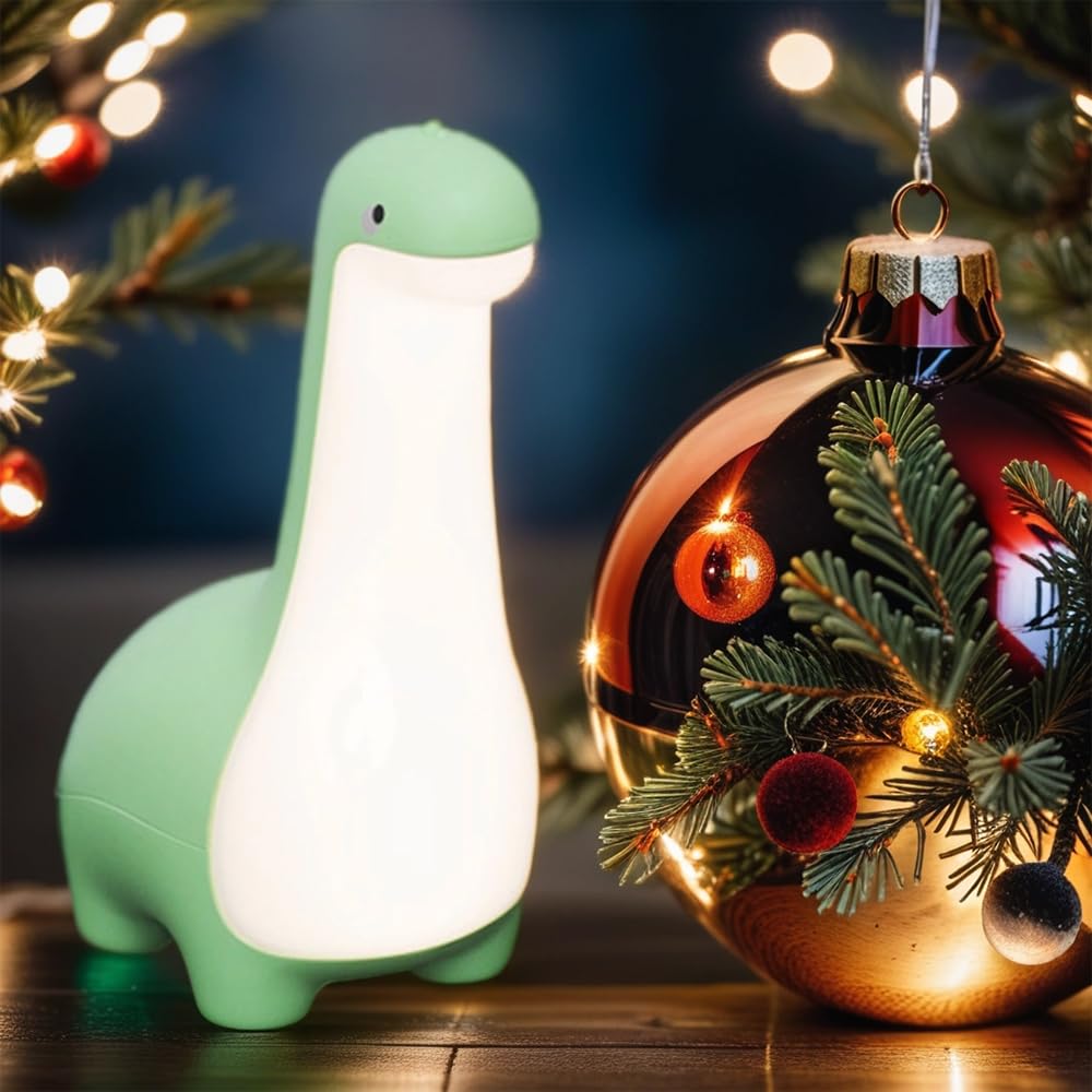 ipalmay Cute Dinosaur Night Light, Brightness Adjustable Baby Bedside Night Lamp USB Recharging, Nursery Room Decor Kids Toddlers Night Light, Dinosaur Gifts for Birthday, Christmas, Green