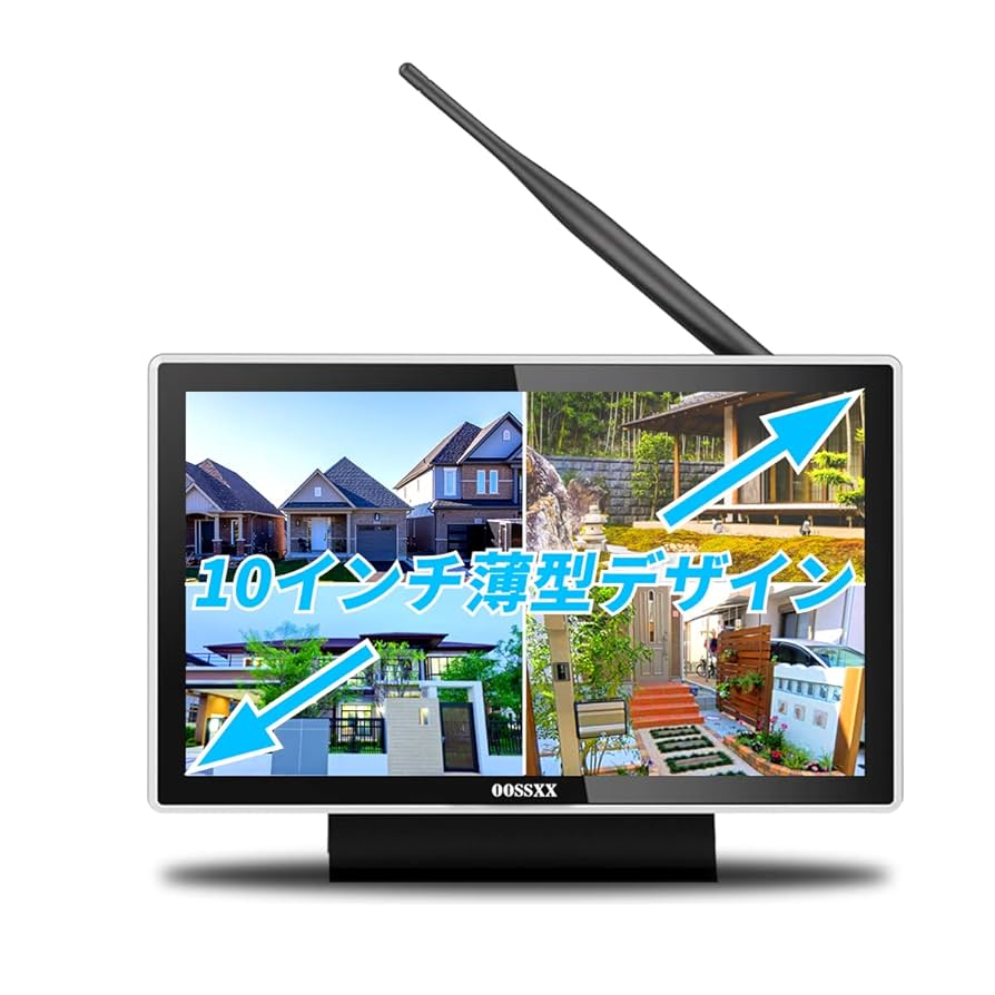 防犯カメラ　OOSSXX 10インチモニター付　4台 楽天市場】OOSSXX_10インチモニター 一体型録画機 NVR モニター