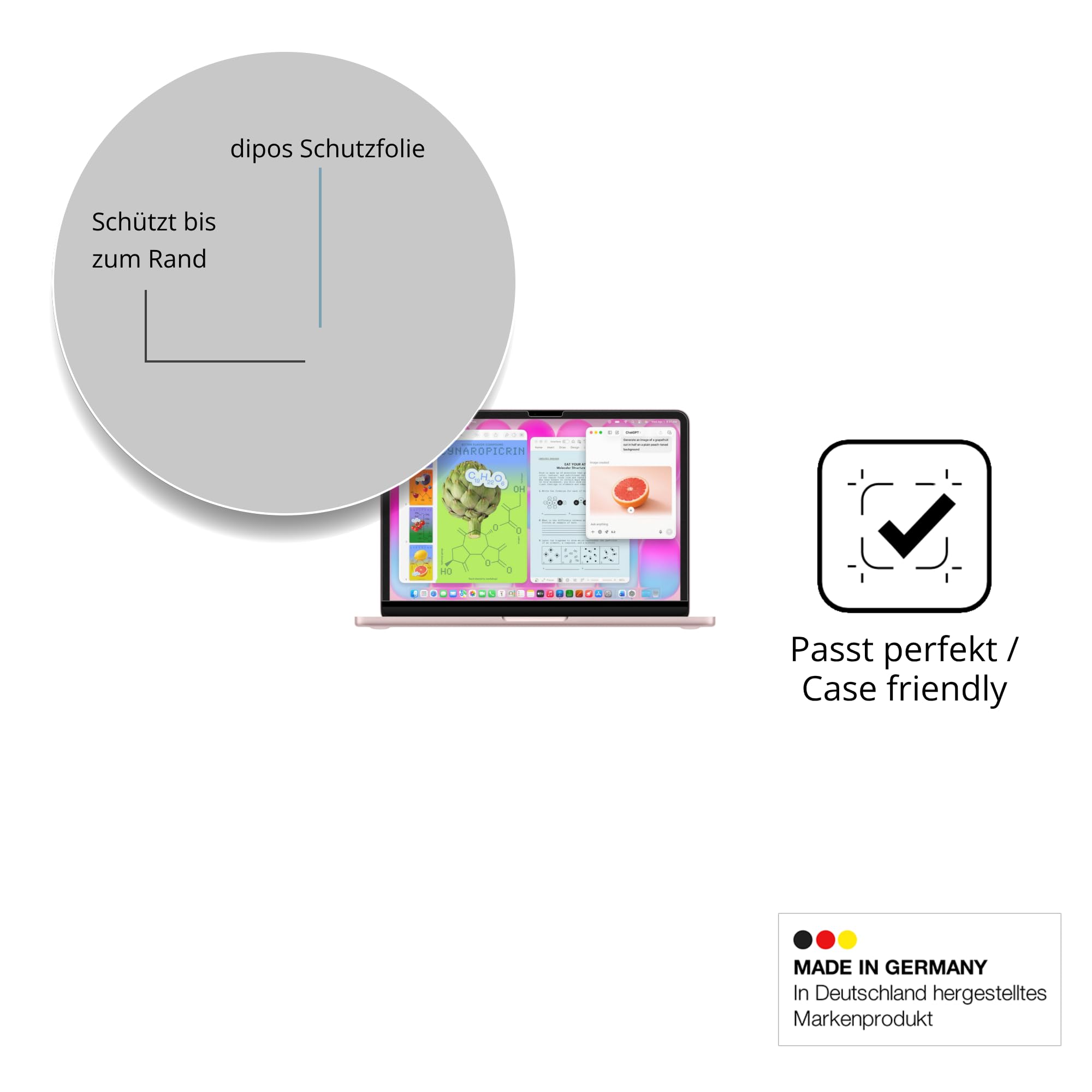 dipos 2x Pellicola Protettiva 9H opaca per Apple MacBook Neo 13 Zoll 2026 | Antiriflesso, non si rompe e non si scheggia, non è vero vetro, Anti-Shock, antigraffio, senza bolle, autoadesiva