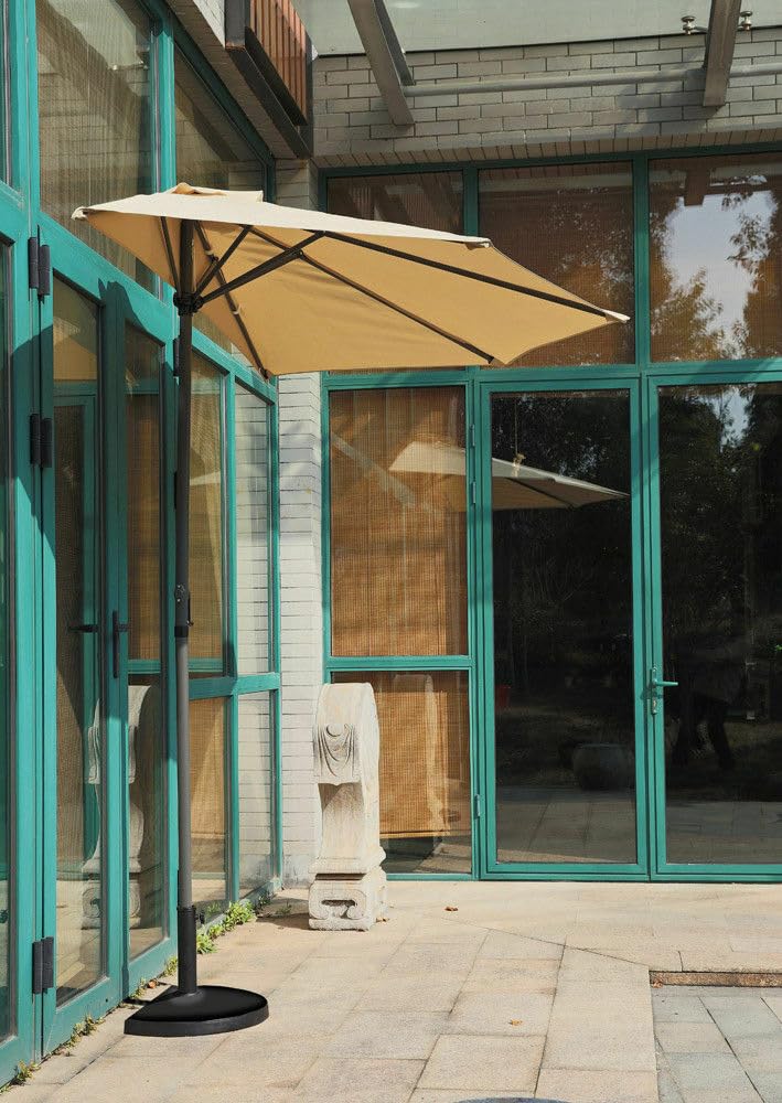 Megashopitalia Parasol ścienny, półksiężyc, okrągły, aluminiowy, do użytku na zewnątrz, do ogrodu, 270 x 135 x 250 cm, beżowy, bardzo duży
