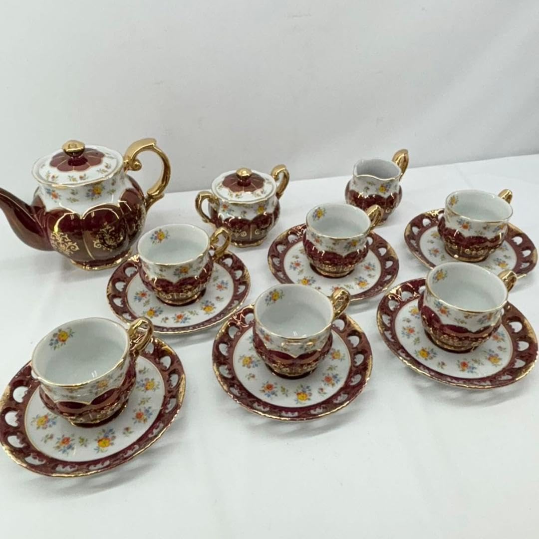 ティーポット&カップ4個セット グジェリ焼 グジェリ陶器 ロシア雑貨店