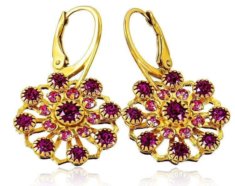 Boucles d'oreilles Arande Fuchsia Flow en argent doré, le cadeau artisanal idéal