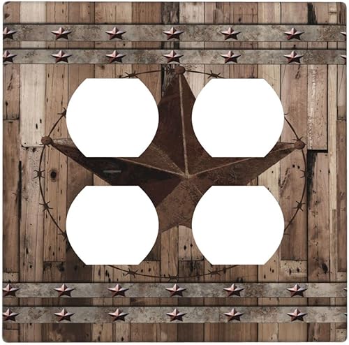 American Western Texas Star 2 Gang 2 dúplex combinación interruptor de luz placa decorativa Combo pared placa de interruptor placa eléctrica placa