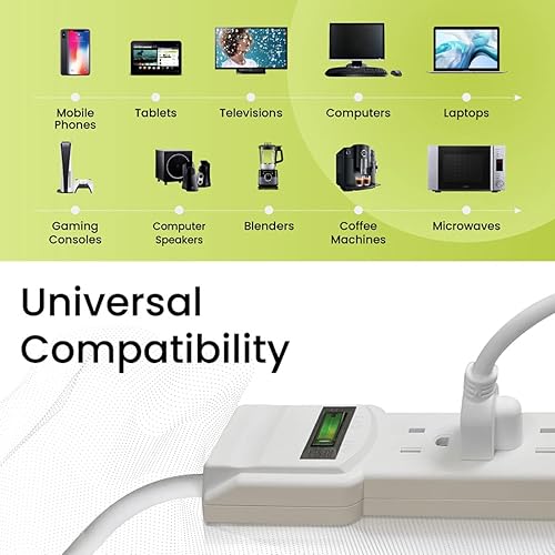 Miniatura 3 de Gogreen Power GG-16103M-12  Protector de sobretensión de 6 salidas con cable de 12 pies.