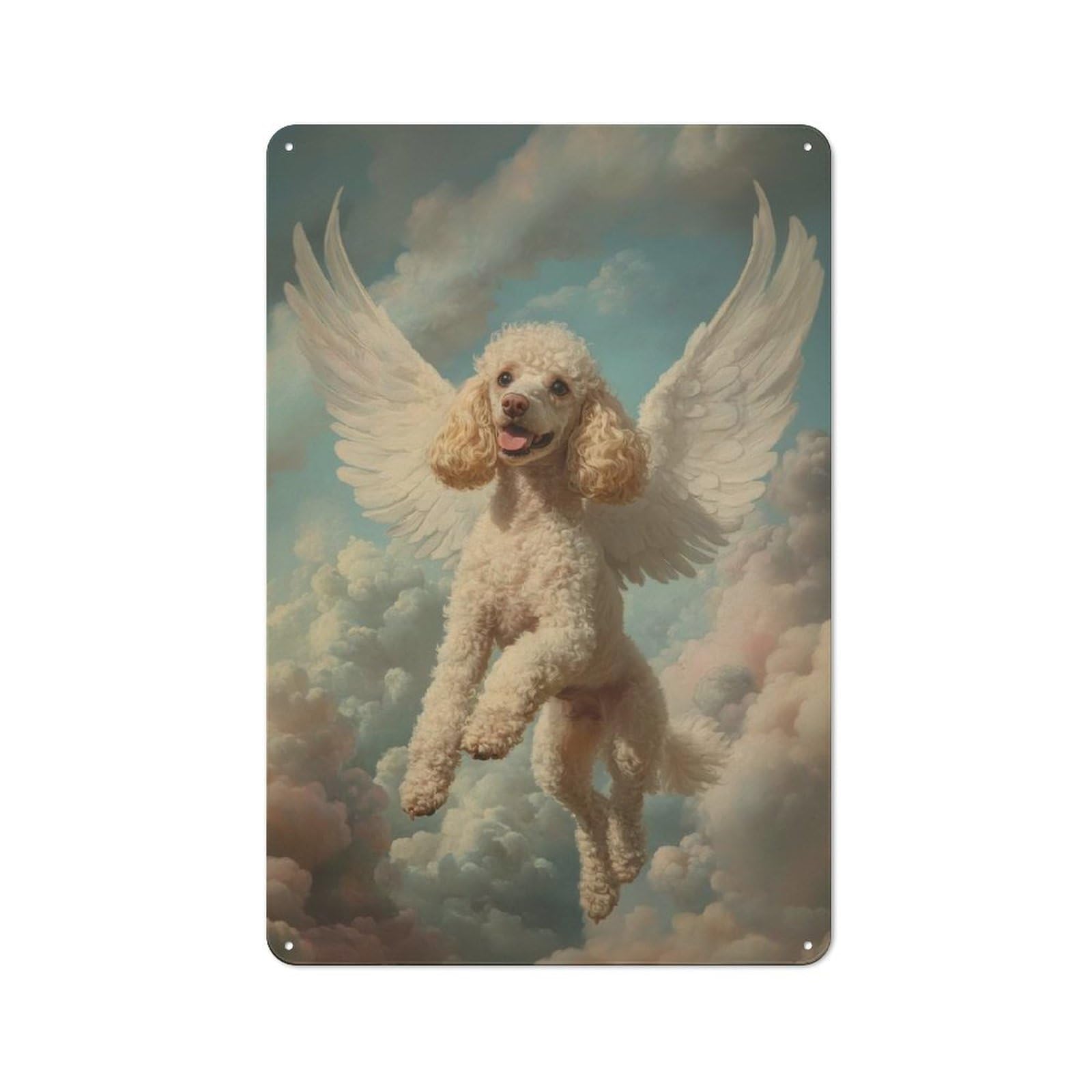 Junmoney Poodle With Angel Wings Loving Companion Mem Orial Print Retro Metal Wall Decor 30X20cm, Decorative Tin Plaque For Pub, Home Bar, Shed Or Man Cave