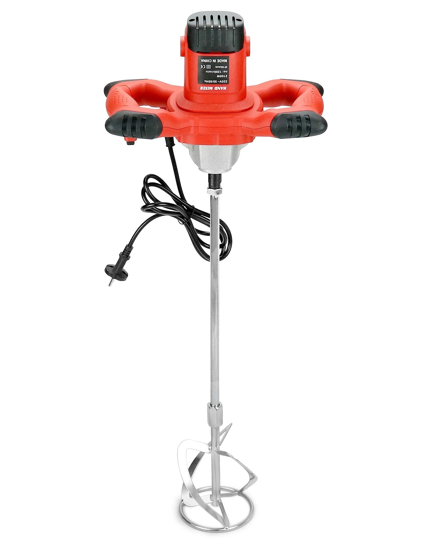 QWORK® Malaxeur Électrique - 220V 2100W 1200r/min 6 Vitesses - Emmanchement M14 - pour Peinture Mortier Crépis