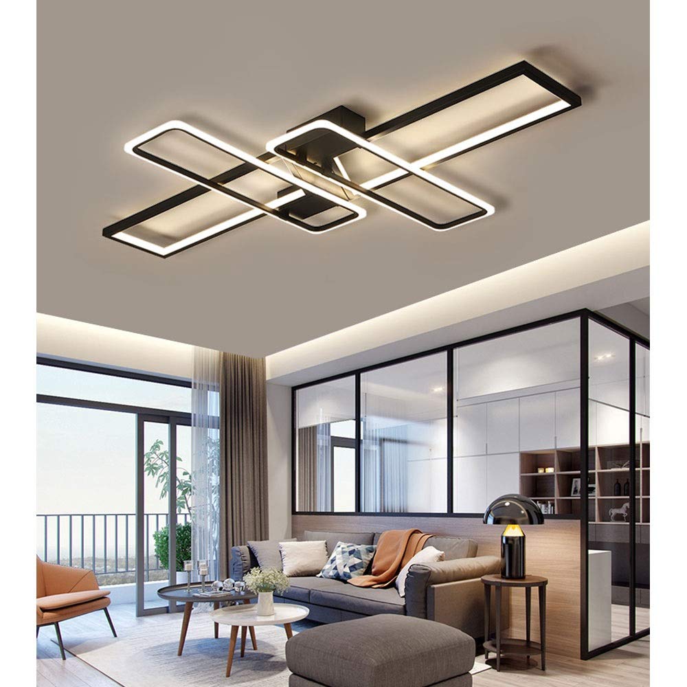 Plafonnier LED Moderne Rectangulaire - Lustre Design Aluminium/acrylique Pour Salon, Salle à Manger, Chambre