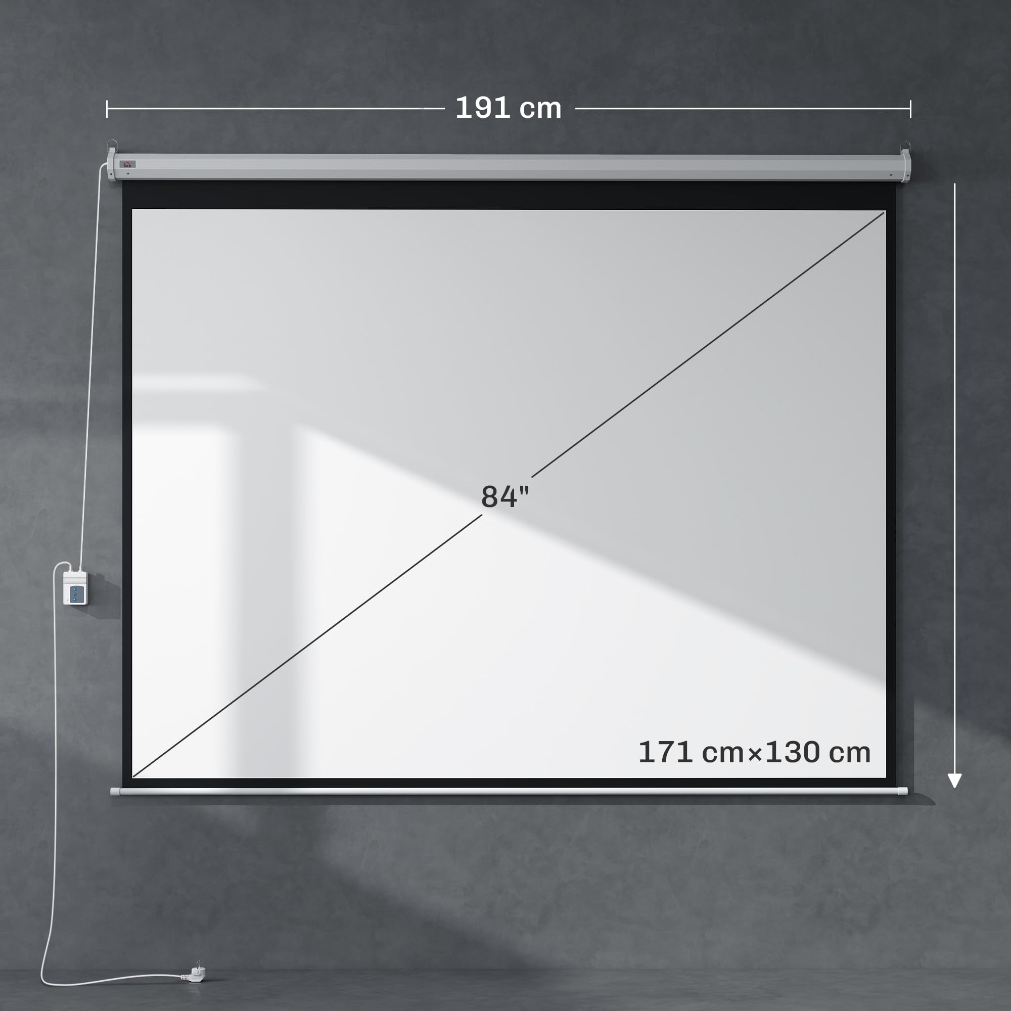 HOMCOM Écran Vidéoprojecteur 84 Pouces 4:3 4K HD Motorisé Électrique Montage Mural Plafond