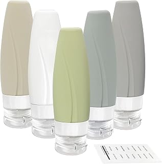 Silicone Travel Bottles for Toiletries,5Pcs Silicone Travel Bottles with Tags,Silicone Travel Bottles Containers for Toiletries,Silicone Leakproof Squeeze Bottle Container,Silicone Travel Bottles Set