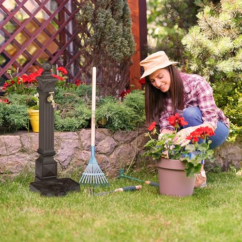 Fuente de pie antigua Relaxdays de 82x29x33 cm para decoracion exterior en color marron 4