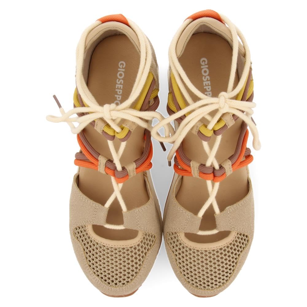 Sneakers Aperte Beige Tipo Espadrille con Zeppa per Donna Iona