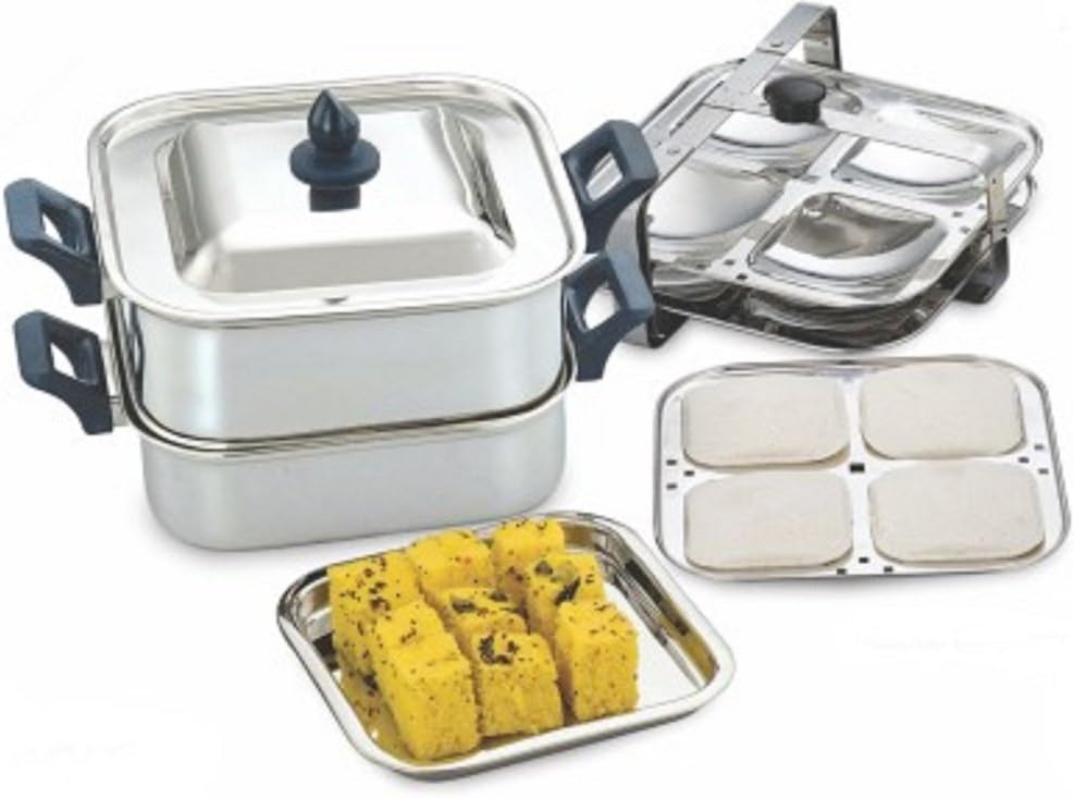KCL Stainless Steel Idly | Dhokla Cooker | Idly Streamer| Gas and Induction Friendly Cookware| Fluffy Idli Maker|Square Idli Cooker