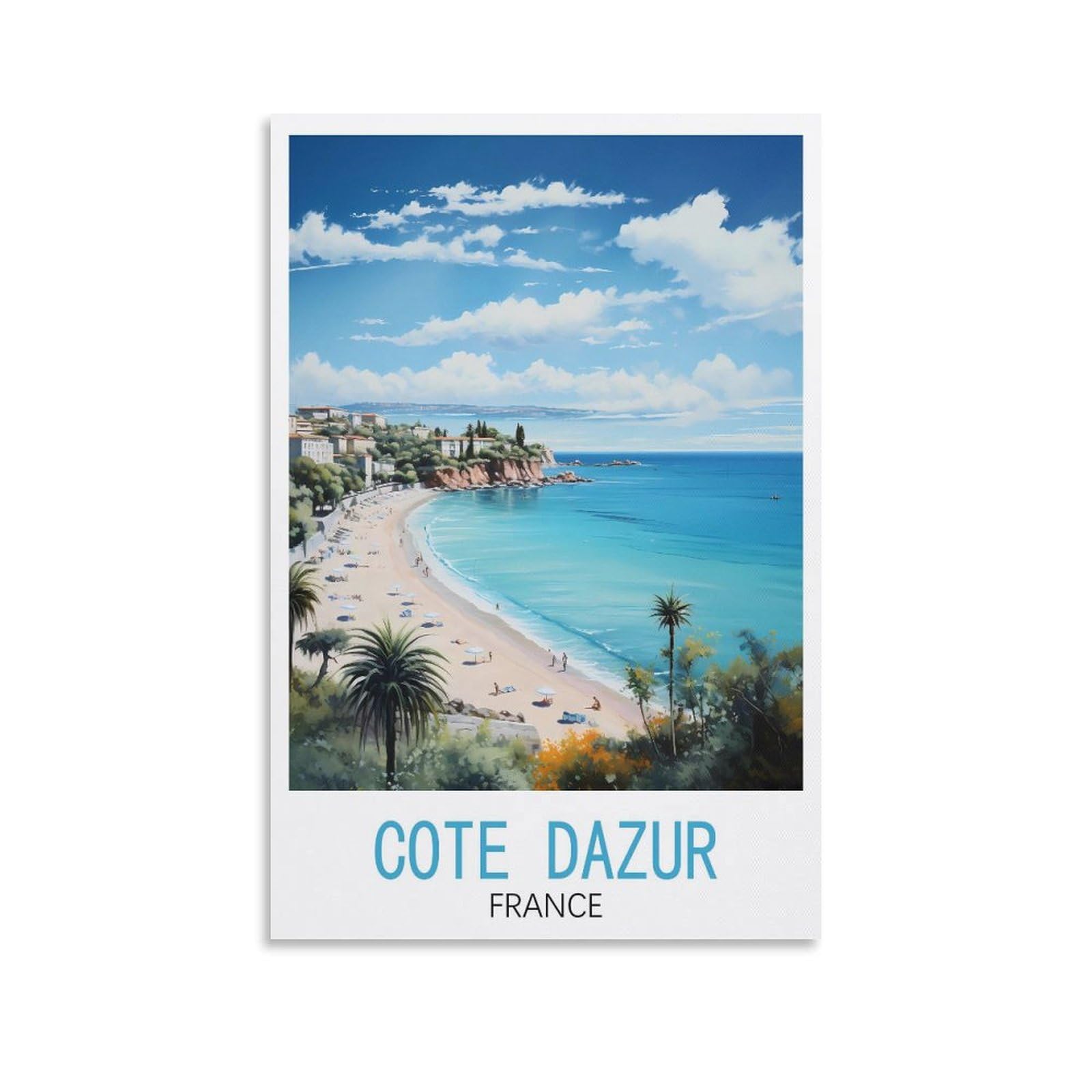 EZMLFA 5D Diamond Art Kits for Beginner,Cote D'azur France Beach Kits for Adults and Kids, Full Drill Round Rhinestone Paint with Diamonds,DIY 5D Diamond Art 40x50cm