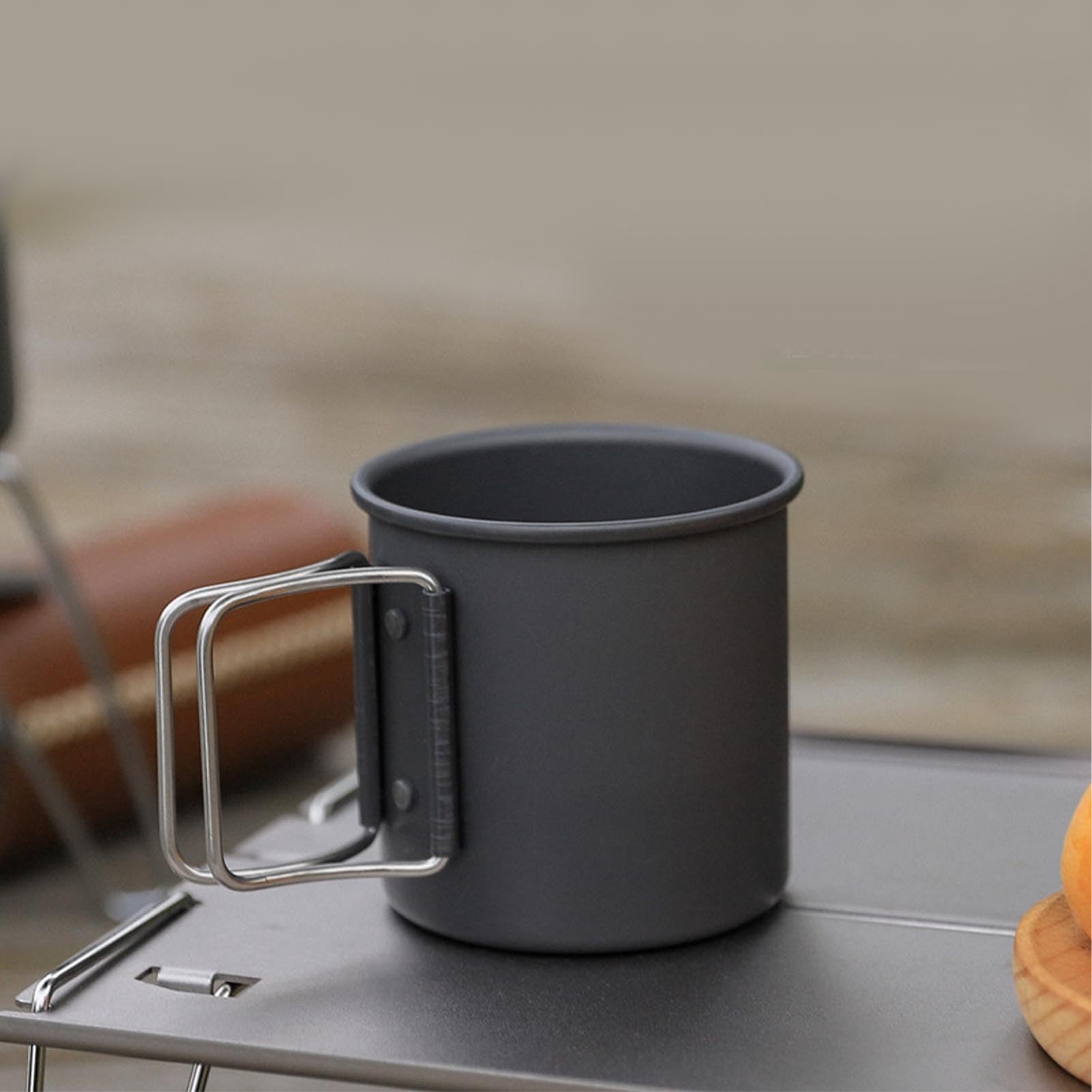 Tasse Couvercle Tasse De Camping Tomotato 500ml - Acier Inoxydable, Couvercle Et Poignée Pliable - Pour Randonnée, Plein Air Tasse Café Plein Air - 6