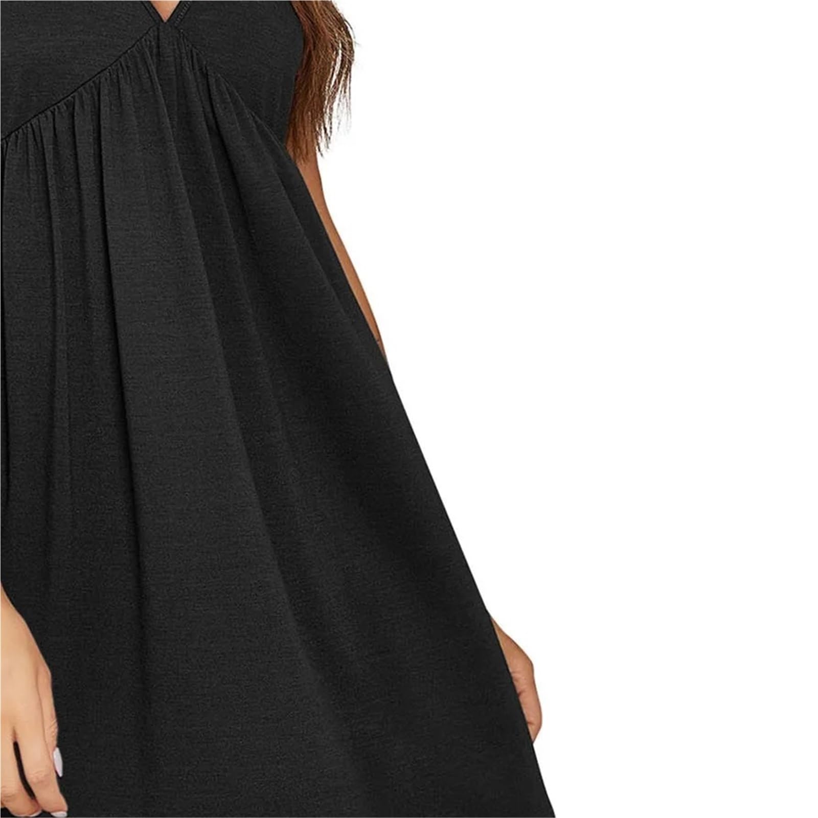 Camicia da Notte da Donna Pigiama da casa Donna Primavera ed Estate, Tinta Unita, Casual, Scollo a V, Maniche Corte, Lunghezza al Ginocchio, Camicia Notte