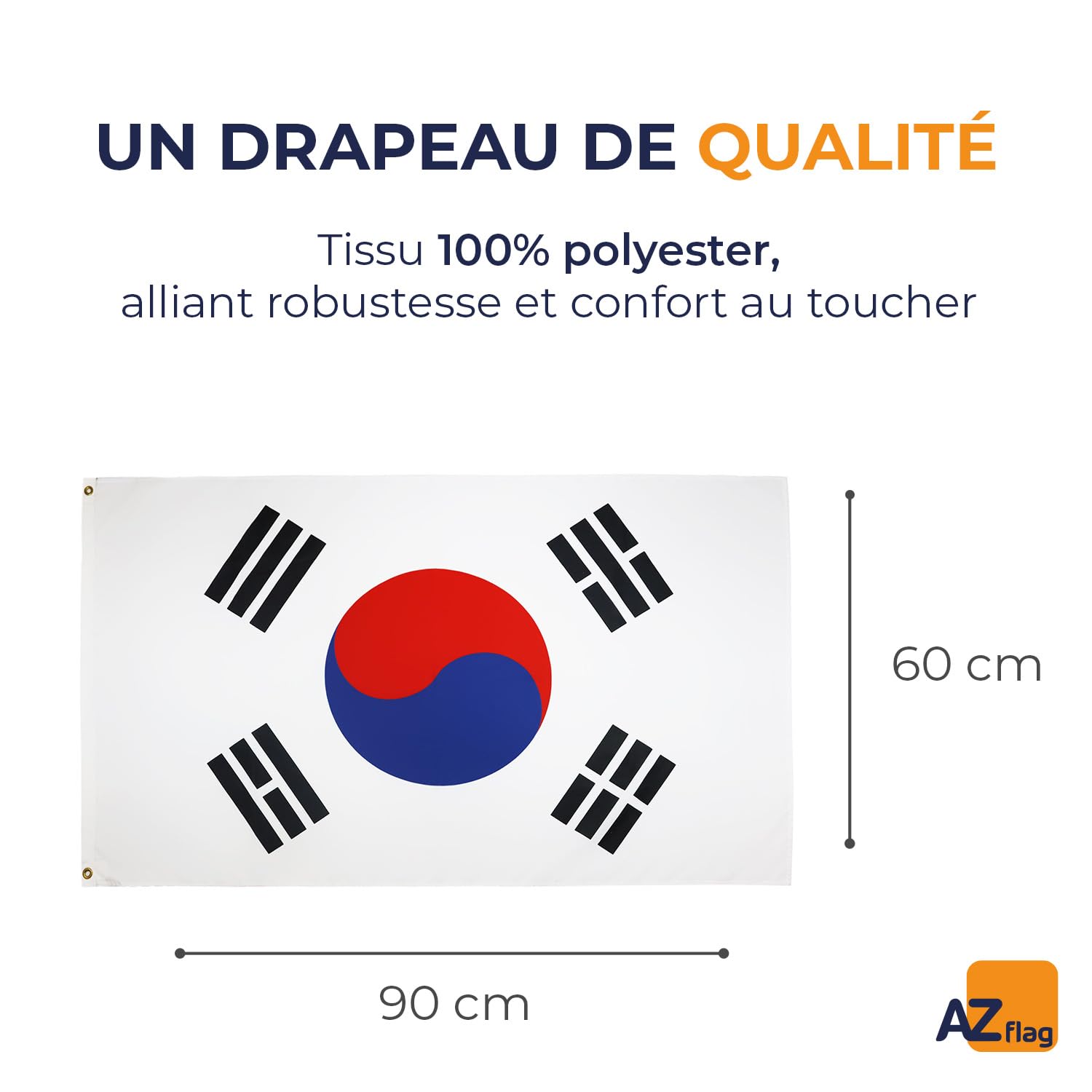 Drapeau De Table Corée Du Sud 15x10cm - Coréen Pointe Or