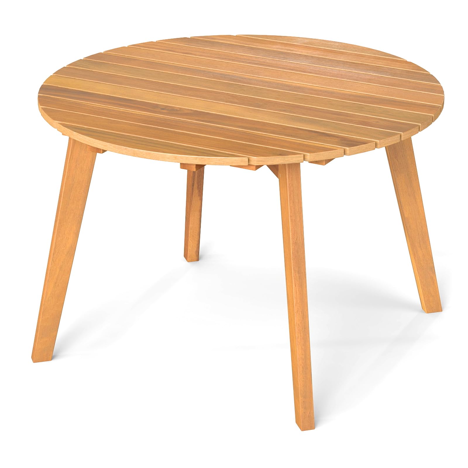 COSTWAY Mesa Auxiliar Redonda de Madera Acacia, 62x 40 cm, Tablero de Listones, Mesita Mesa Baja Jardin Balcon Terraza Exterior Interior Piscina Patio, Natural