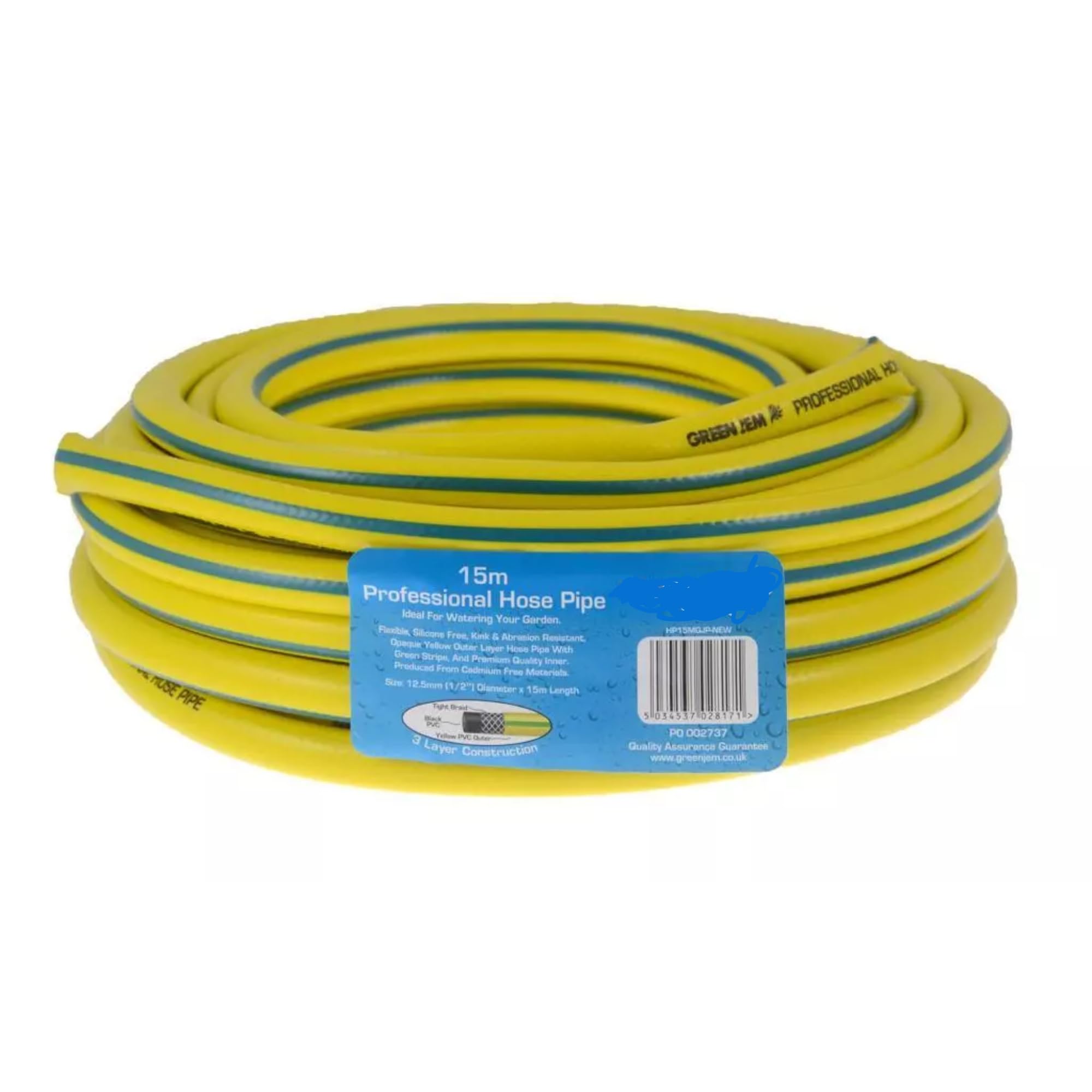 Lettuce Eat Yellow Lettuce Eat® 15 Metre Garden Hose Pipe - 15M Reinforced Heavy Duty Anti-Kink Watering Solution Ideal For Watering, Gardening, And Cleaning Tasks