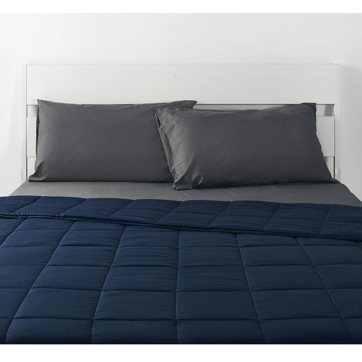 RelaxBlanket Coperta ponderata per letto king size, 200 x 200 cm, 13,6 kg, per letto singolo o matrimoniale, cotone di alta qualità con perline di vetro, blu navy