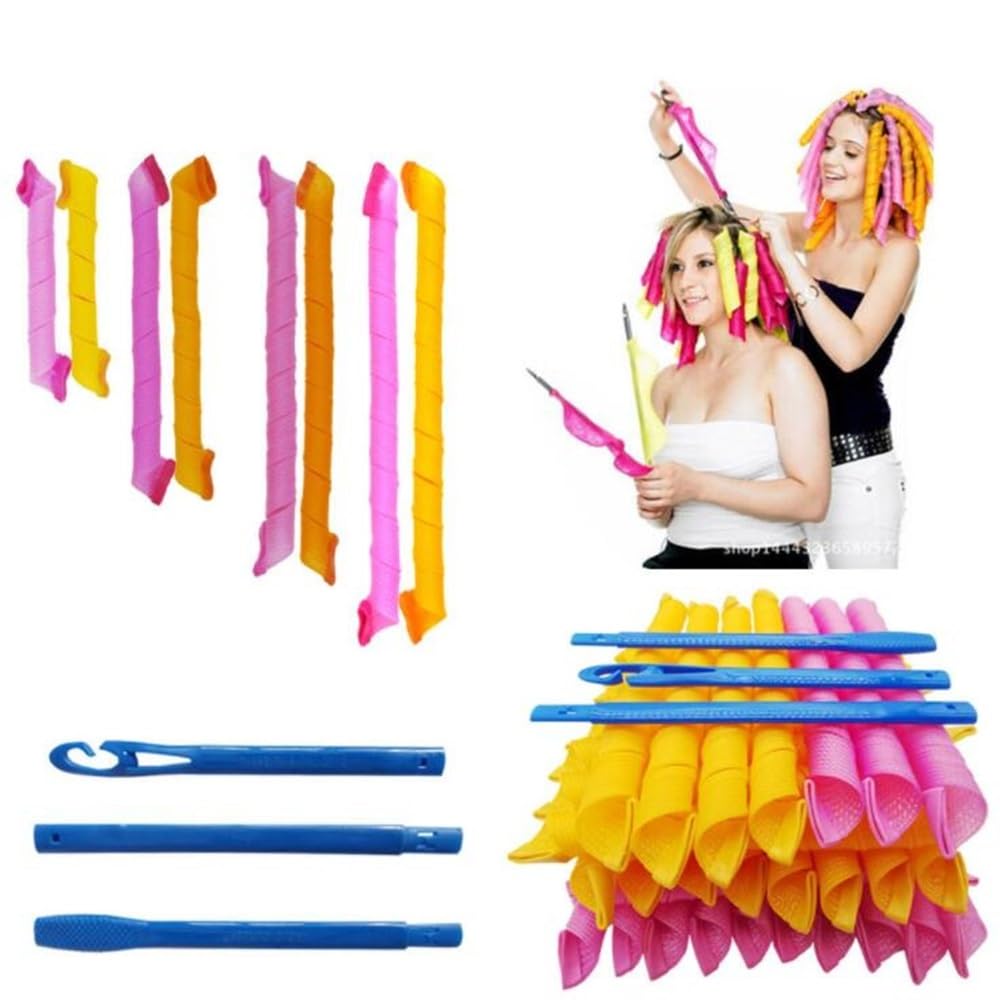 Bigodini 10 pz Bigodino di capelli senza calore Nessun calore Rulli di capelli Dormire Morbidi riccioli a spirale Pigro Perm Asta di arricciatura Wave Formers Strumenti for lo styling dei capelli Bigo