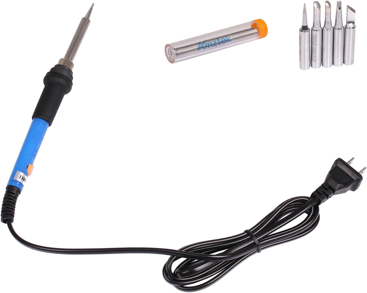 Amztek 60W 110V Adjustable Temperature Welding Soldering Iron with 5 Piece Welding Tips and Additional Soler Tube for Various Electronical Repair Usage