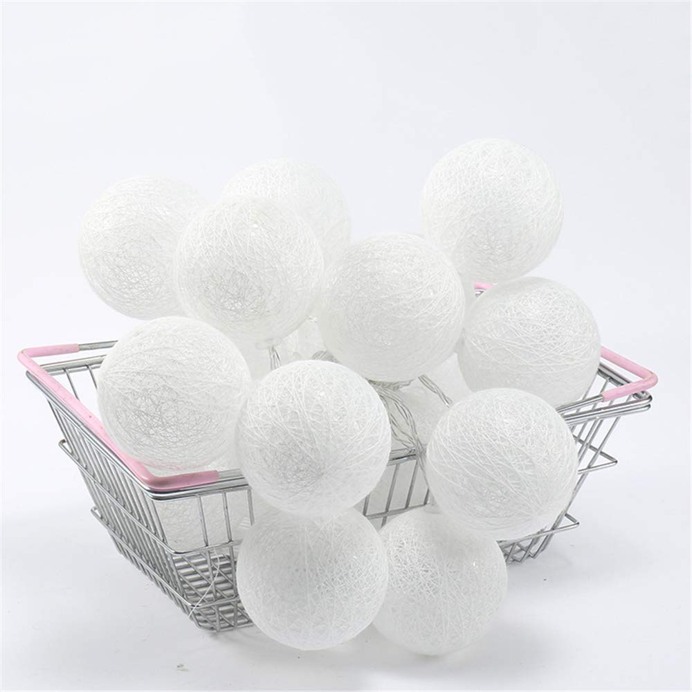 Cotton Ball LED Fairy Lights, Treer Upgraded Indoor Decoration Battery Powered 8 Mode Warm White String Night Light Enough to Decor Party/Indoor/Wedding/Festival (White,5m/50LED)