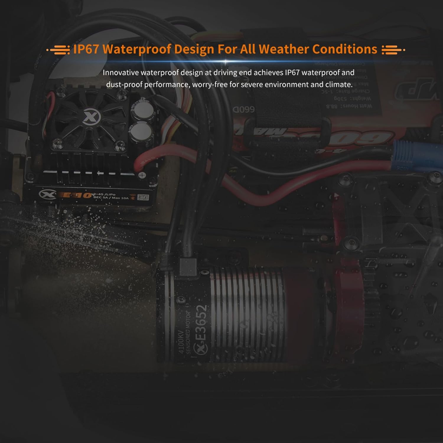 XC E3652 Sensored Brushless Motor for RC Car,2-3S Lipo,IP67 Water Proof,Applicable to:1/10 On-Road,Off-Road,Short Course(Light Load) (3300KV)