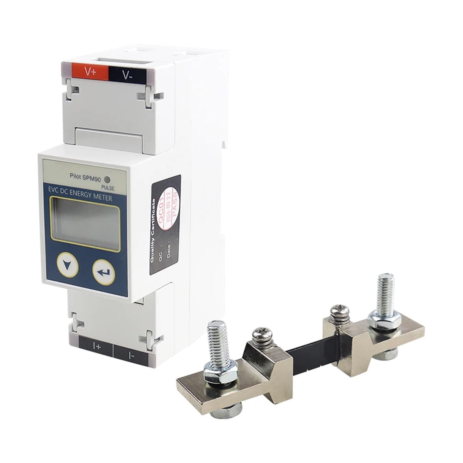 medidor de energía Analizador de Potencia multifunción de CC con Pantalla de 0 a 999999,9 kWh, medidor de energía DIN, Pila de Carga con derivación(with 100A Shunt)
