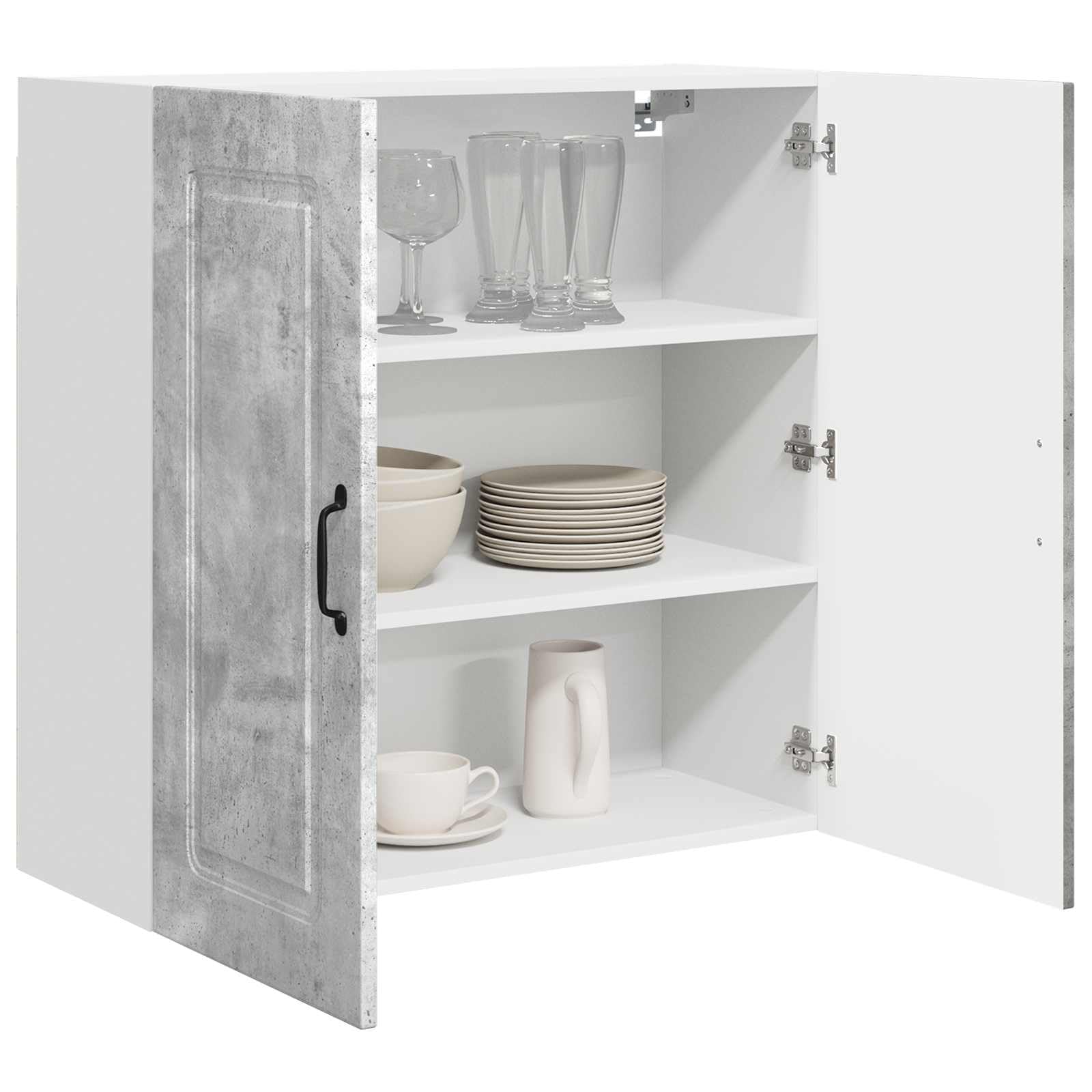 Geschirrspülerfront Kalmar Beton Grau Holzwerkstoff 80 x 31 x 80 cm mit Stauraum, Hängeschrank und Regalen für Küchenzubehör, Moderne Anrichte und vielseitiger Mehrzweckschrank