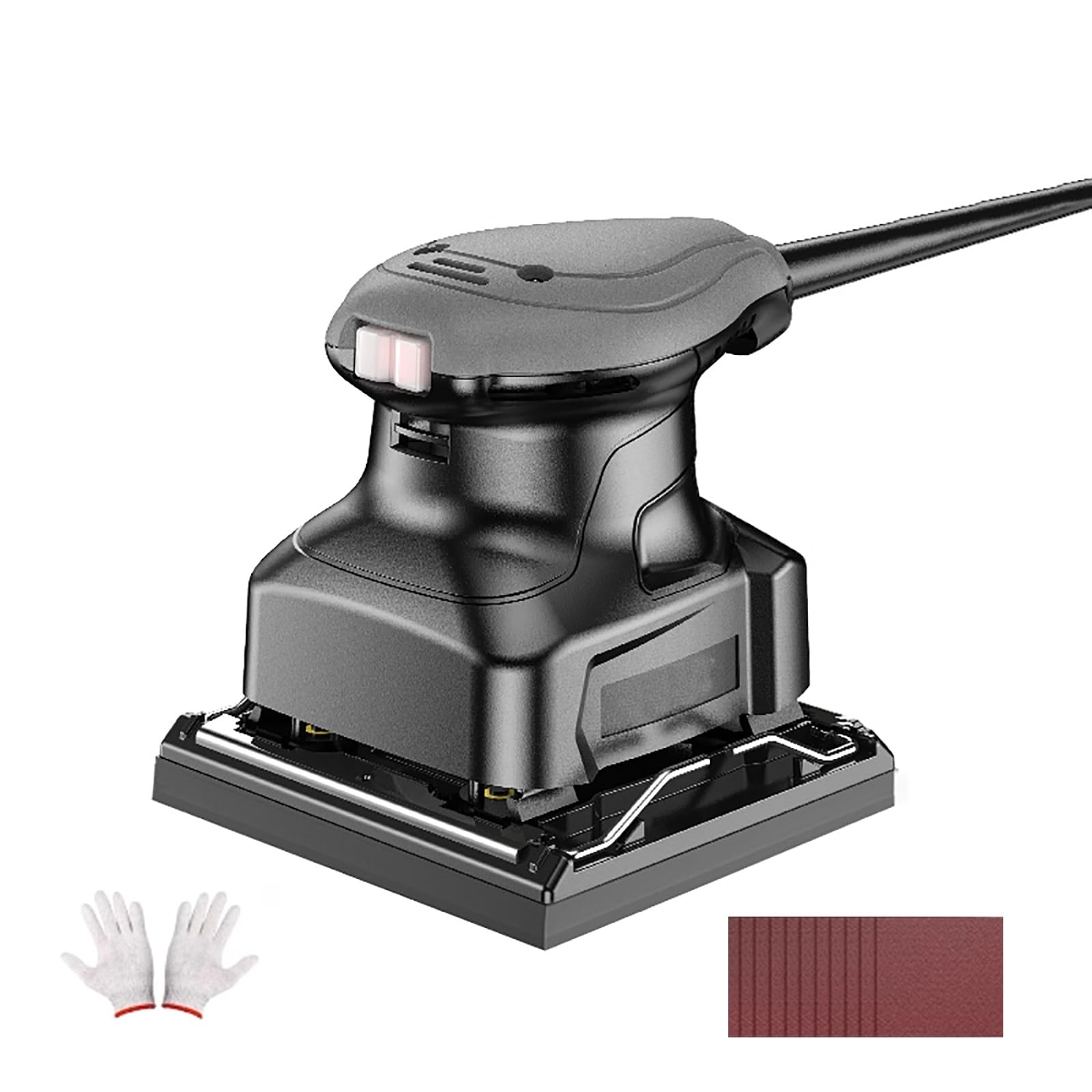 Lijadora eléctrica,Lijadora de palma 230W con papel de lija 120pcs, Herramienta de lijado manual 10cm, Lijadora orbital eléctrica 13900 RPM,Lijadoras for trabajar la madera,lijar,detallar,acabado