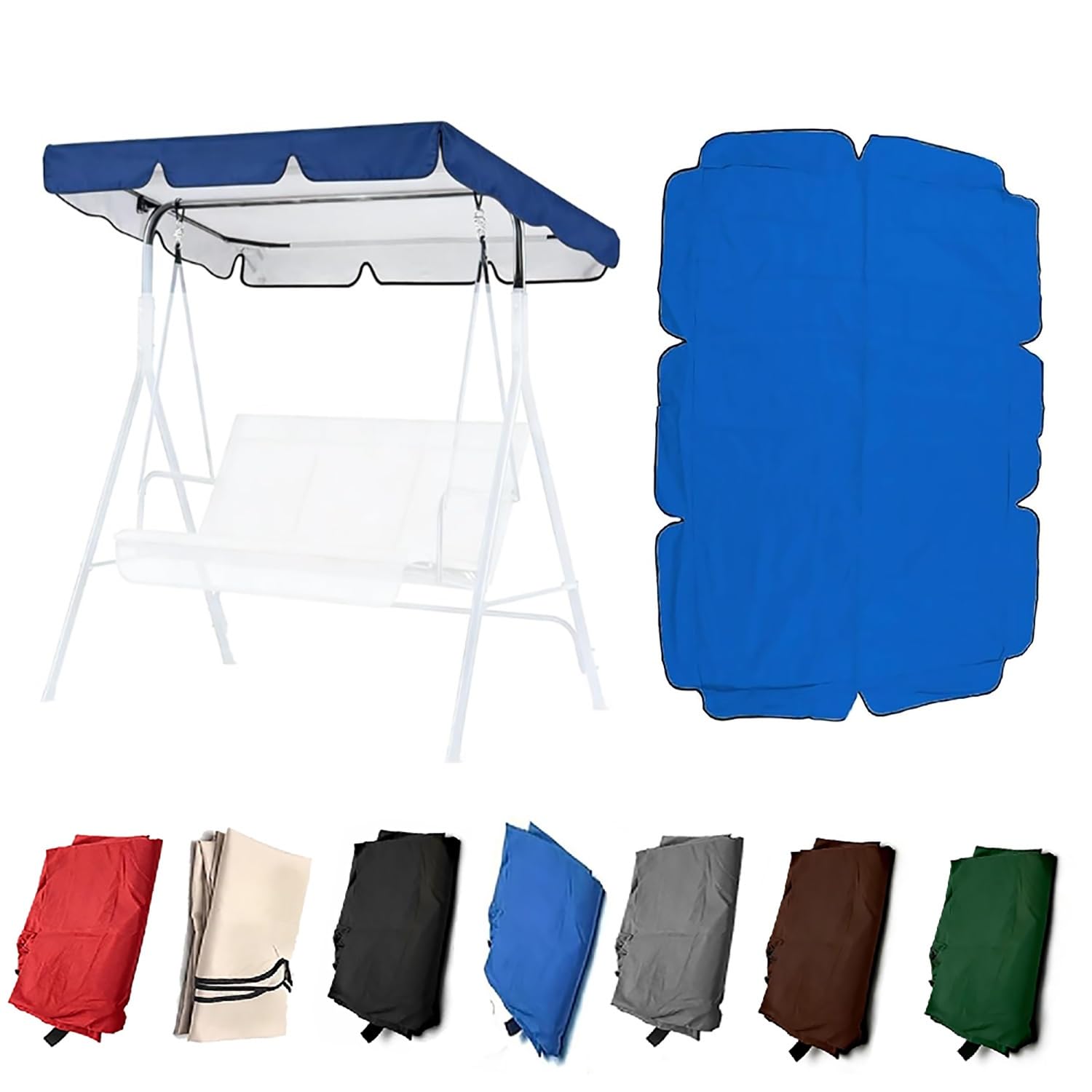 YCXHGK 75x47in 76.8x49in Swing Replacement Cover for Outdoor, Reinforced Edges, Waterproof Rip-Proof Sun Shade Awning for Backyard Garden Patio(Blue,142x120cm/56x47in)