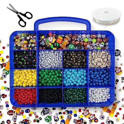 Kit Maleta de Miçangas Infantil Completa Para Meninos Heróis Esportes Bolinhas Coloridas Letras Pingentes Entremeios Emborrachadas Aprox. 2200 peças